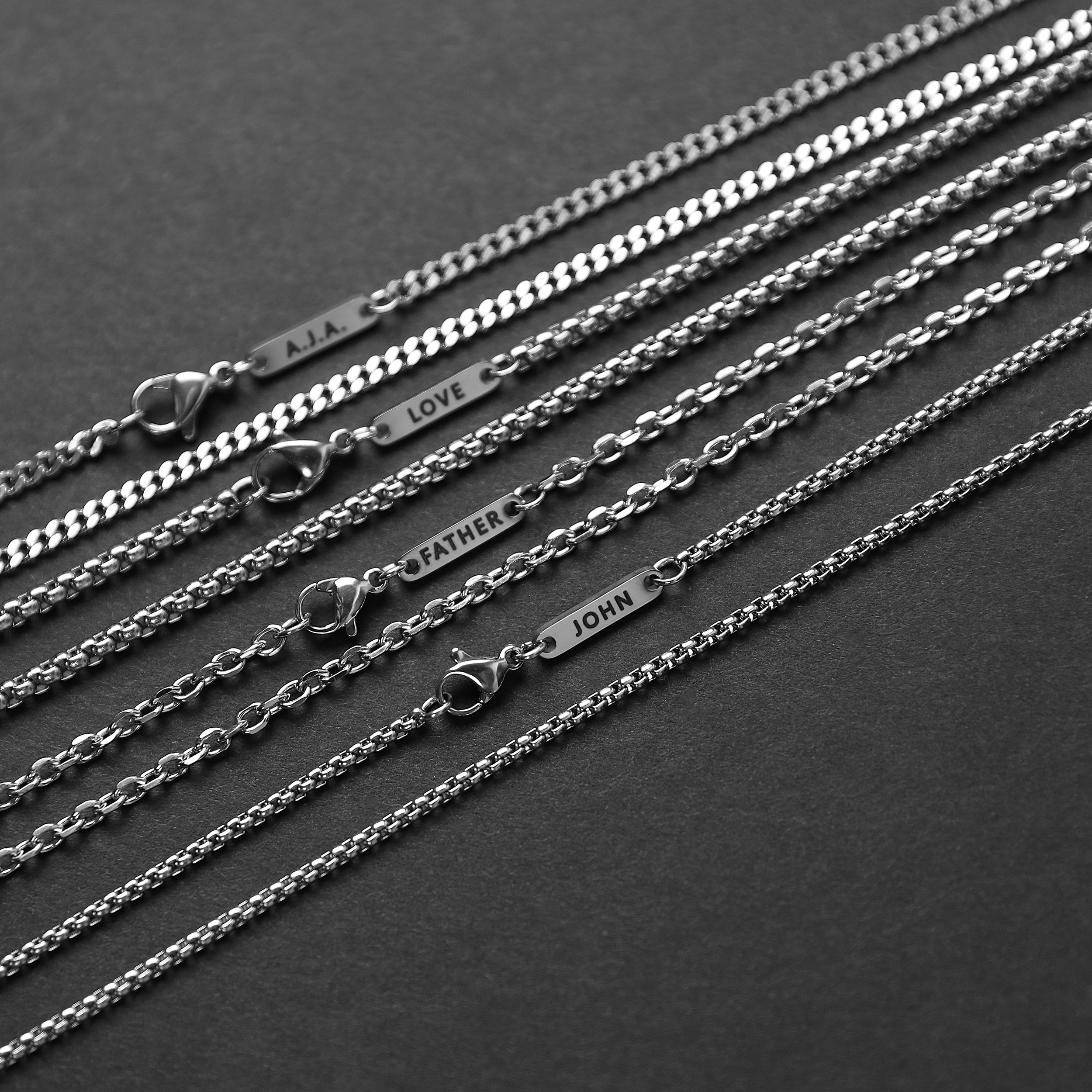 Personalized Box Chain - Silver 2mm
