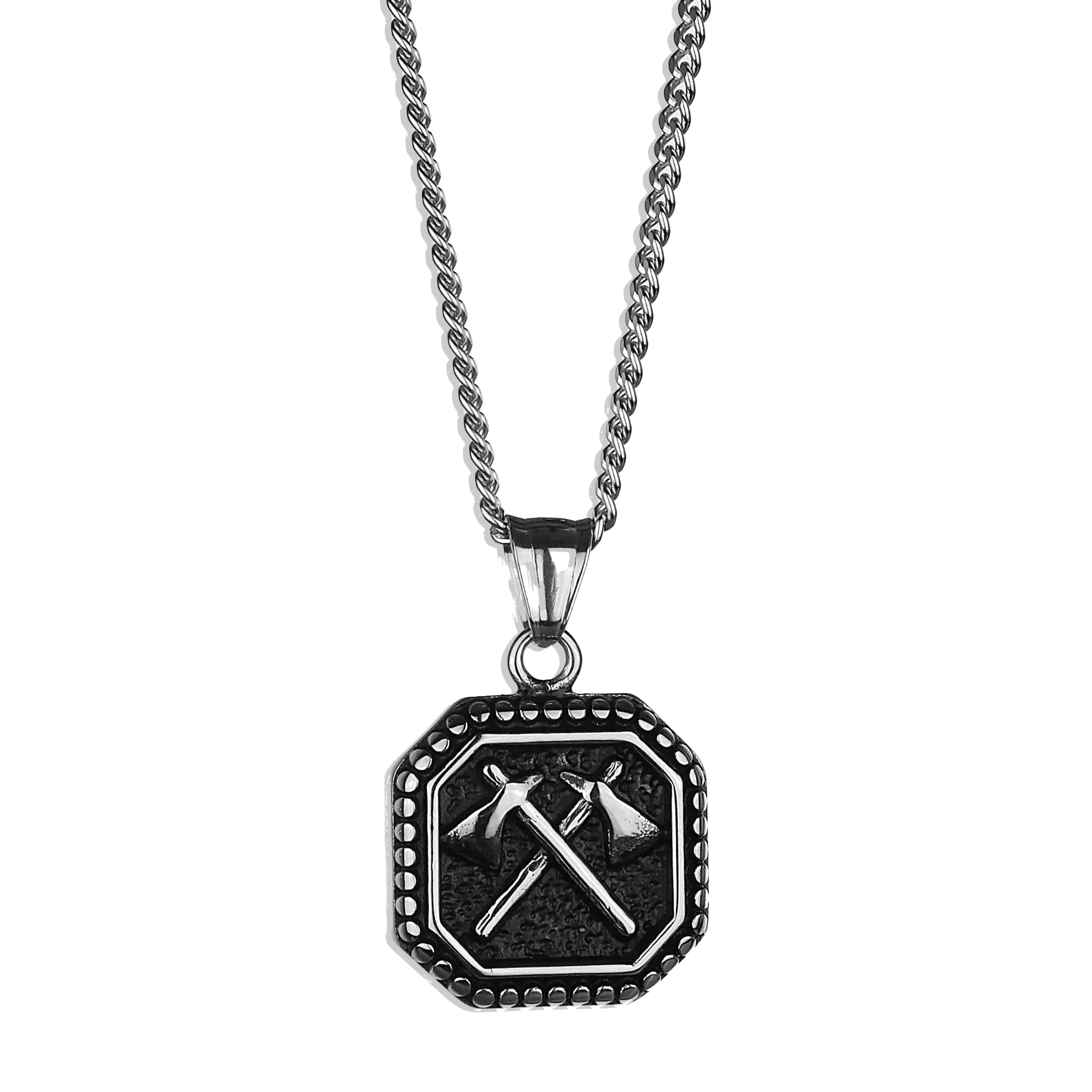 Crossed Axes Necklace - Silver x Black