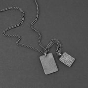 Duo Tag Necklace - Aged Silver