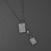 Duo Tag Necklace - Aged Silver