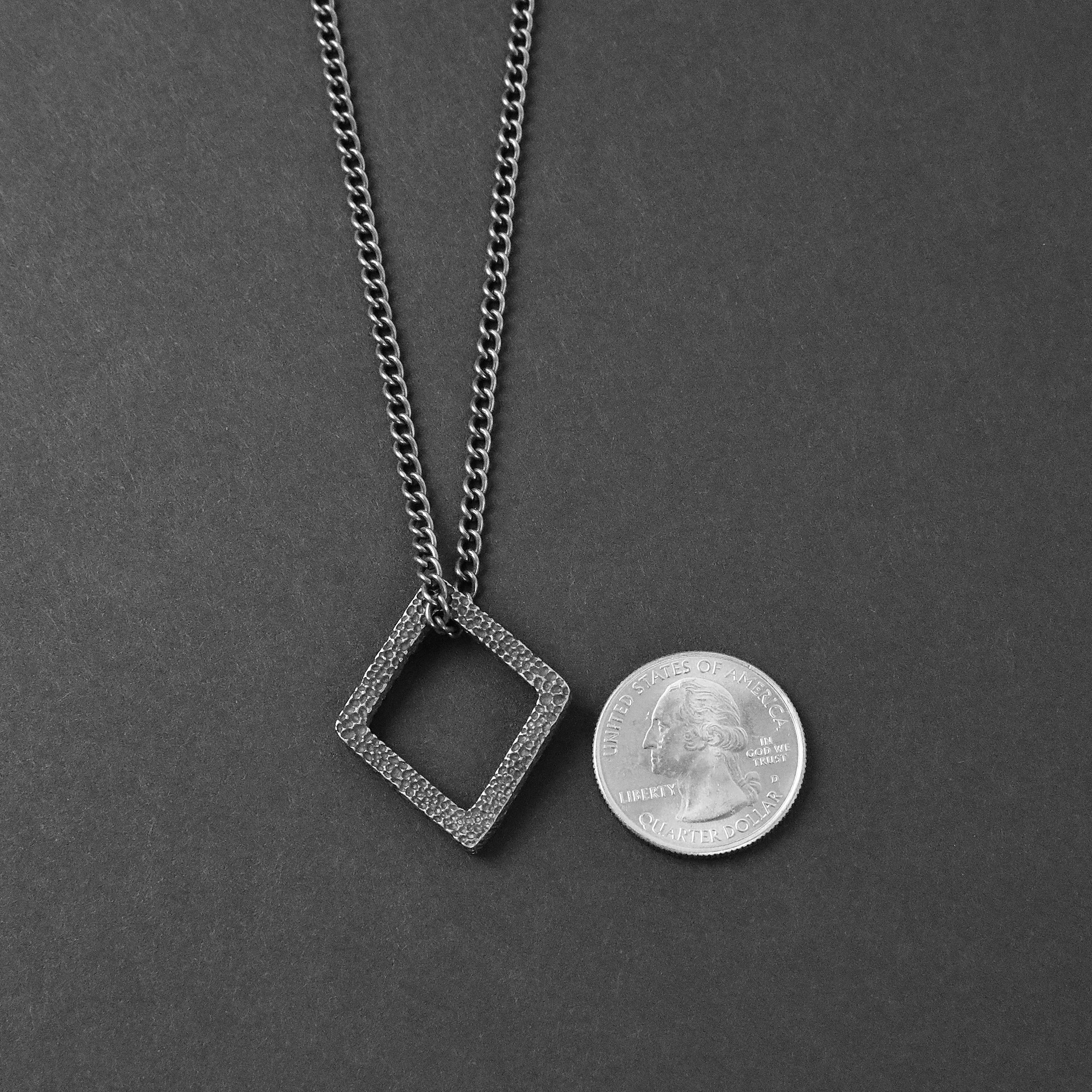 Geo Pendant Necklace - Aged Silver