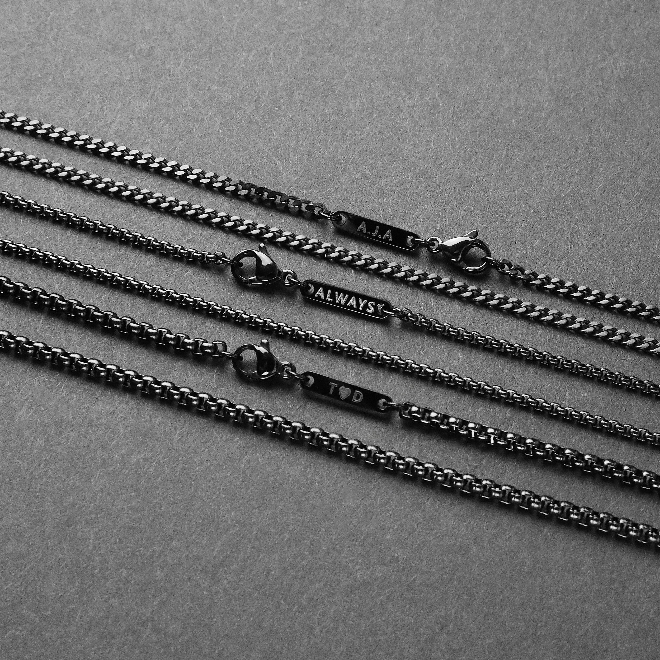 Personalized Box Chain - Black 3mm