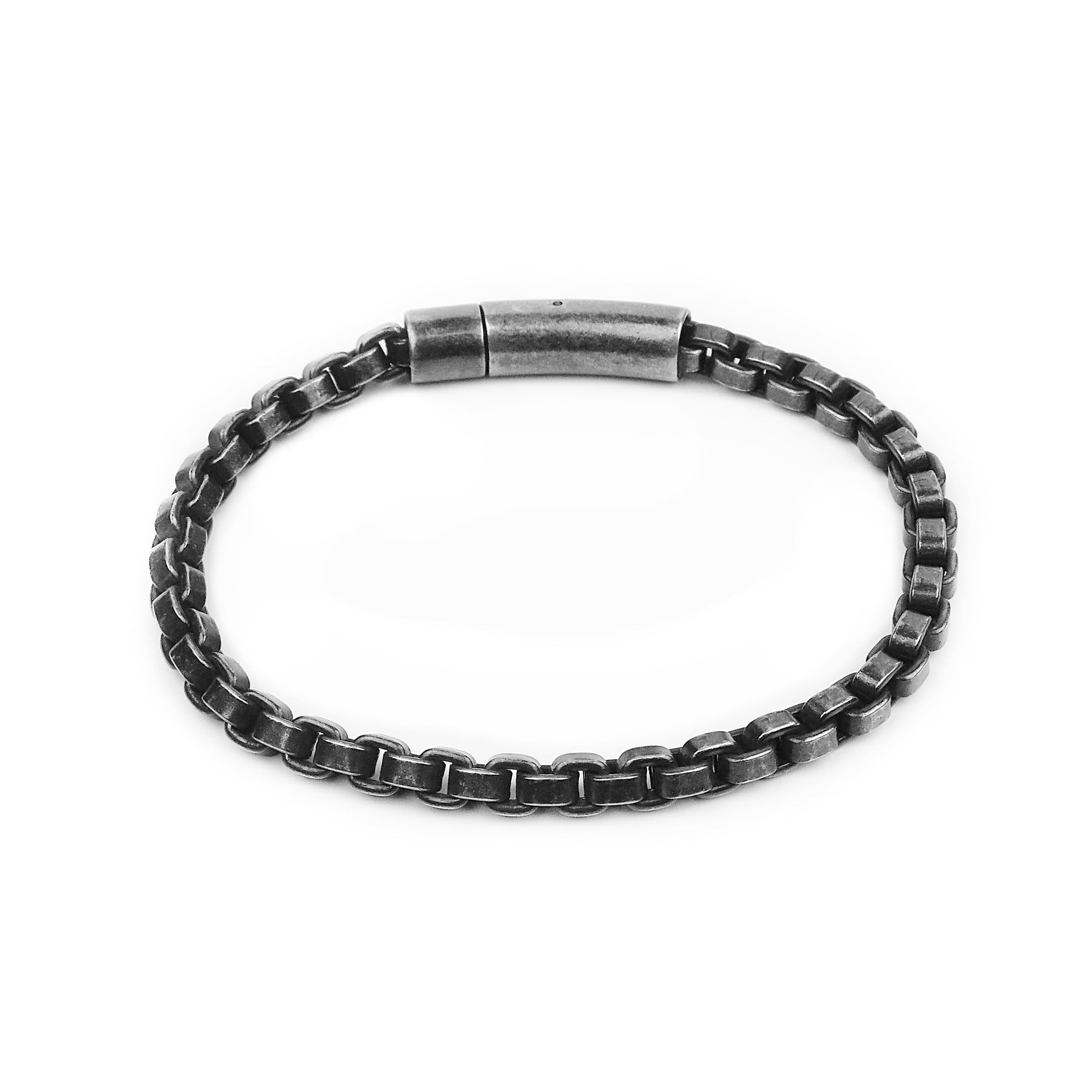 Box Chain Snap Bracelet - Antique Silver 5.5mm