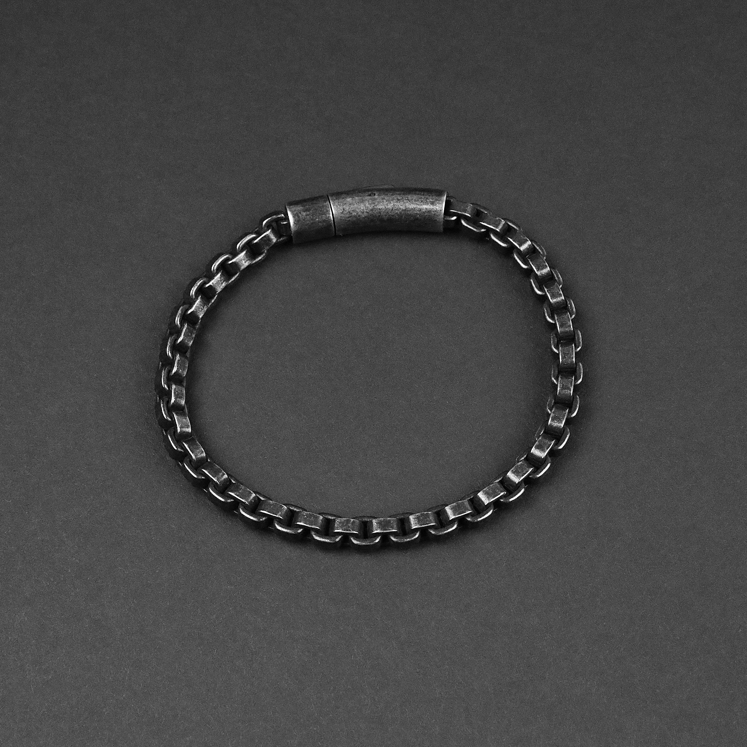 Box Chain Snap Bracelet - Antique Silver 5.5mm