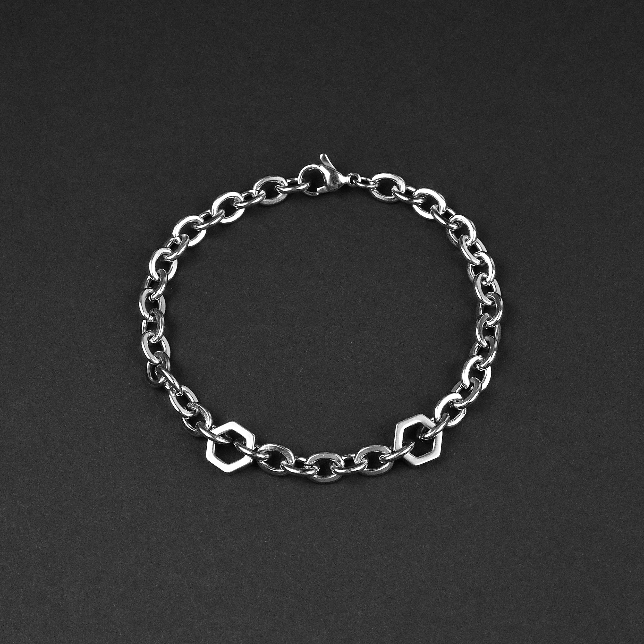 Hex Chain Bracelet - Silver 6mm