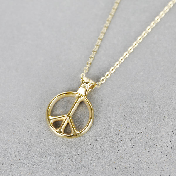 Peace Sign Necklace - Gold