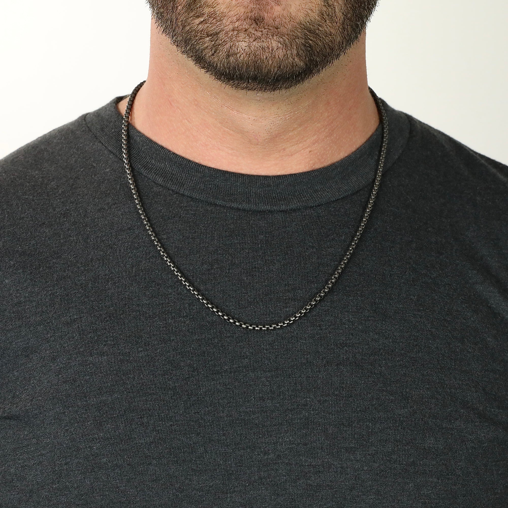 Box Chain Necklace - Antique Silver 3.5mm