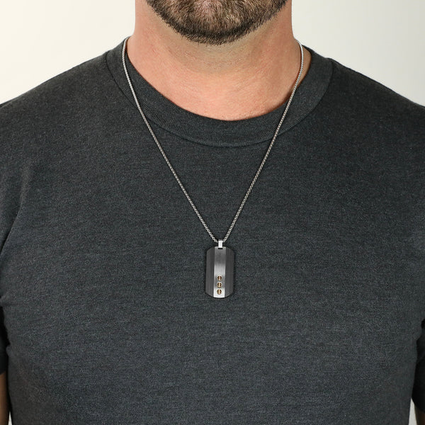 Carbon Fiber Tag Necklace - Silver x Black