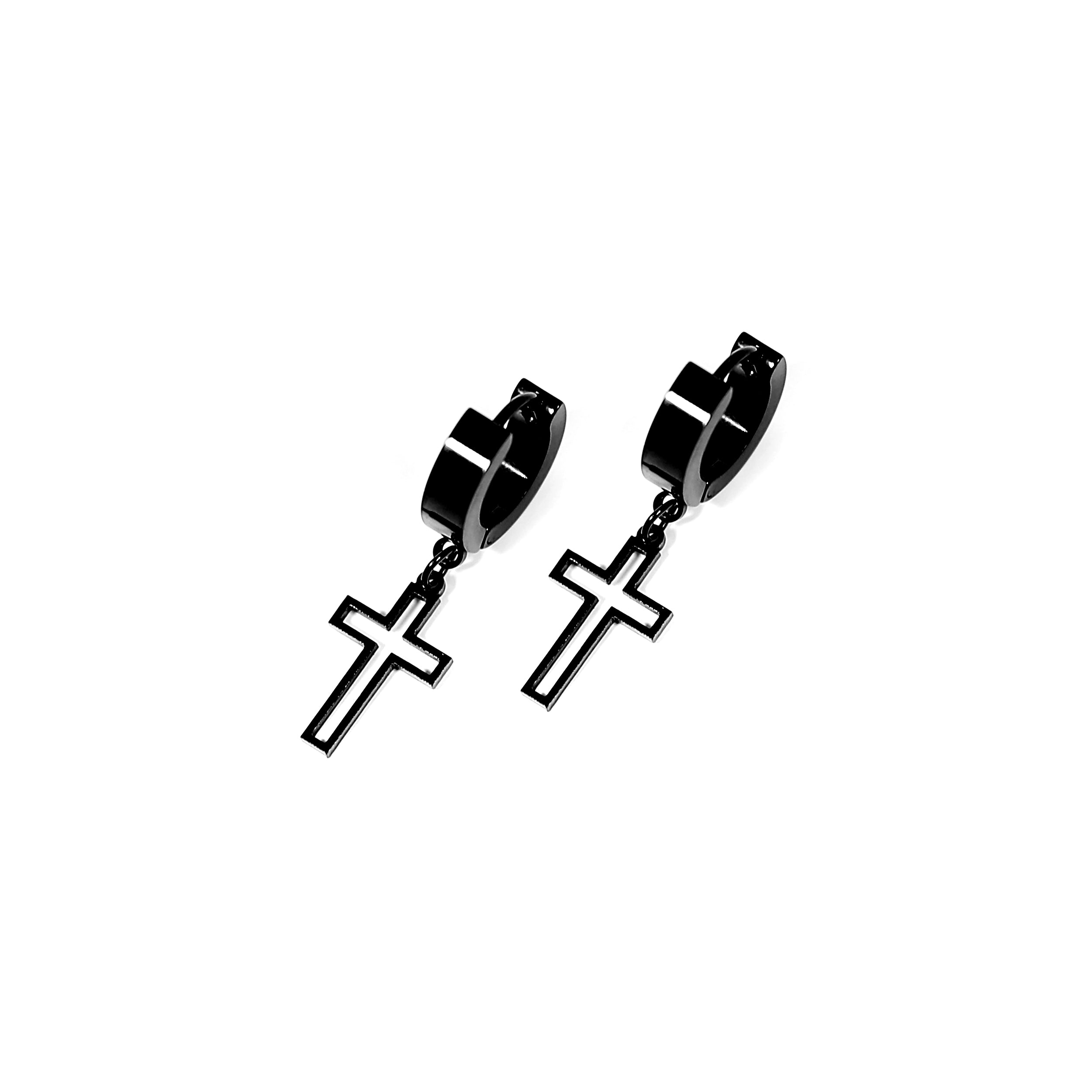 Cross Outline Earring - Black