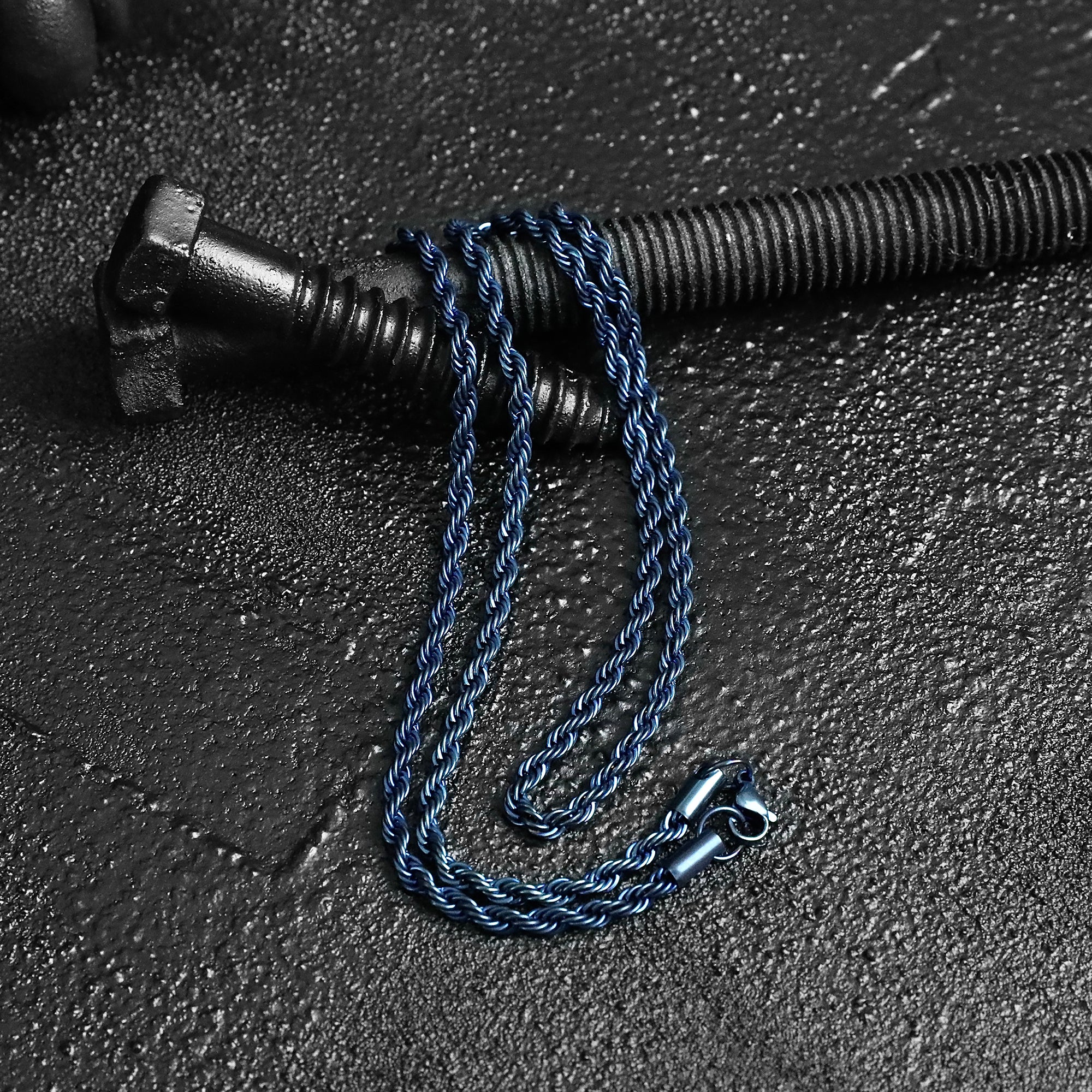 Rope Chain Necklace - Cobalt Blue 4mm