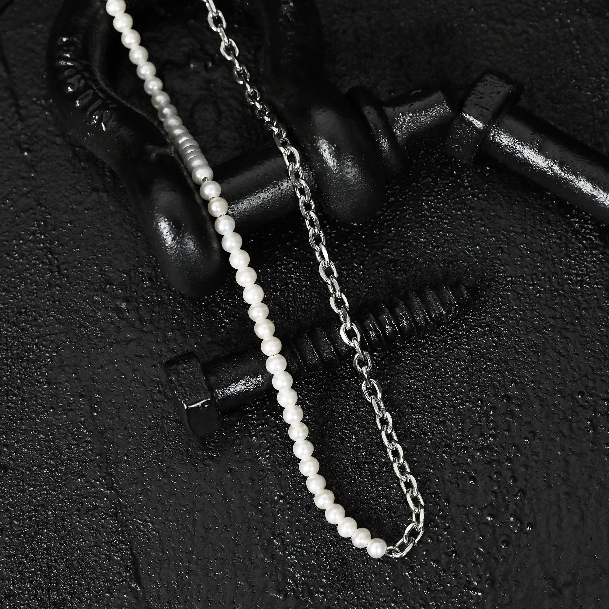 Hybrid Modern Pearl Necklace - Pearl x Silver