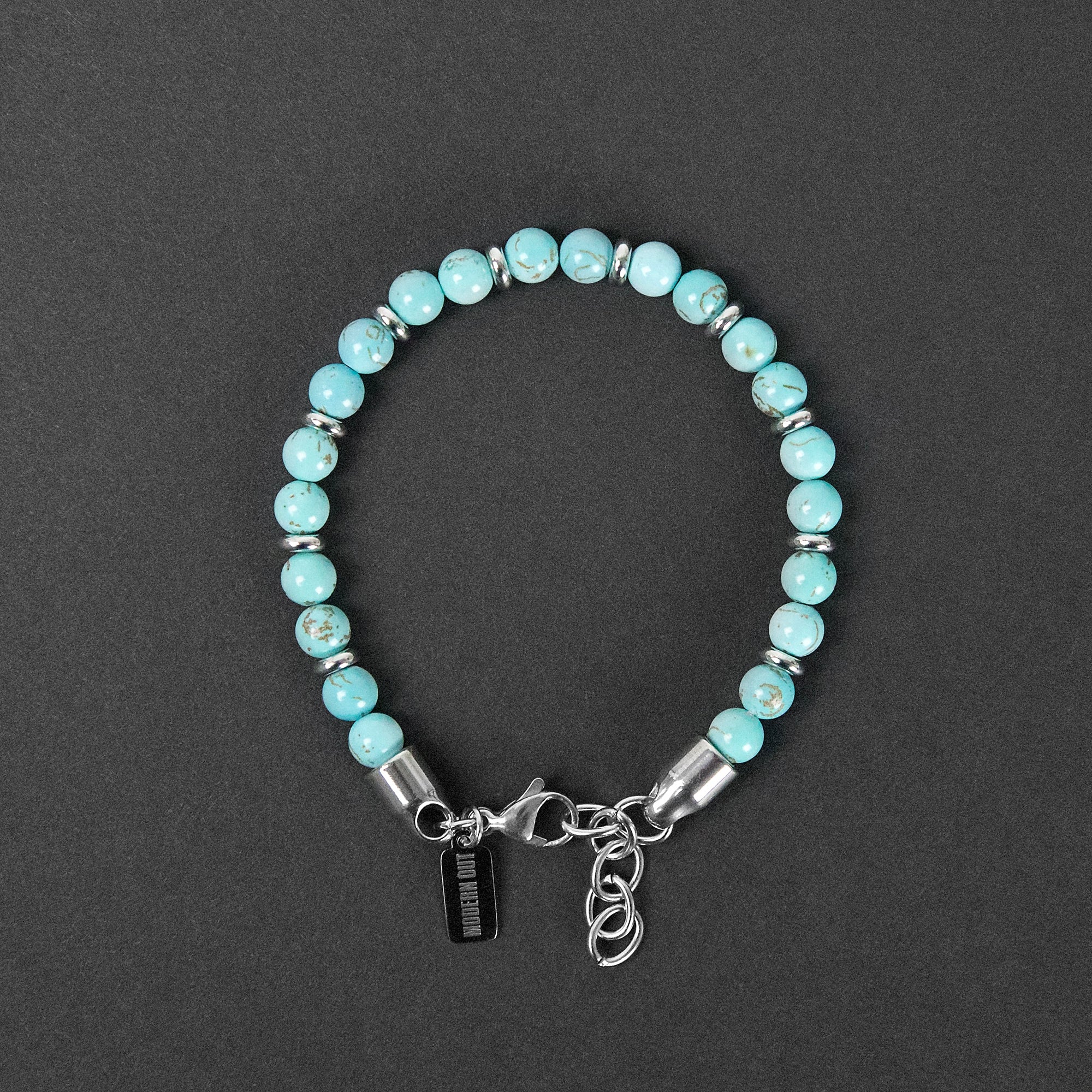 Bead Bracelet - Turquoise x Silver