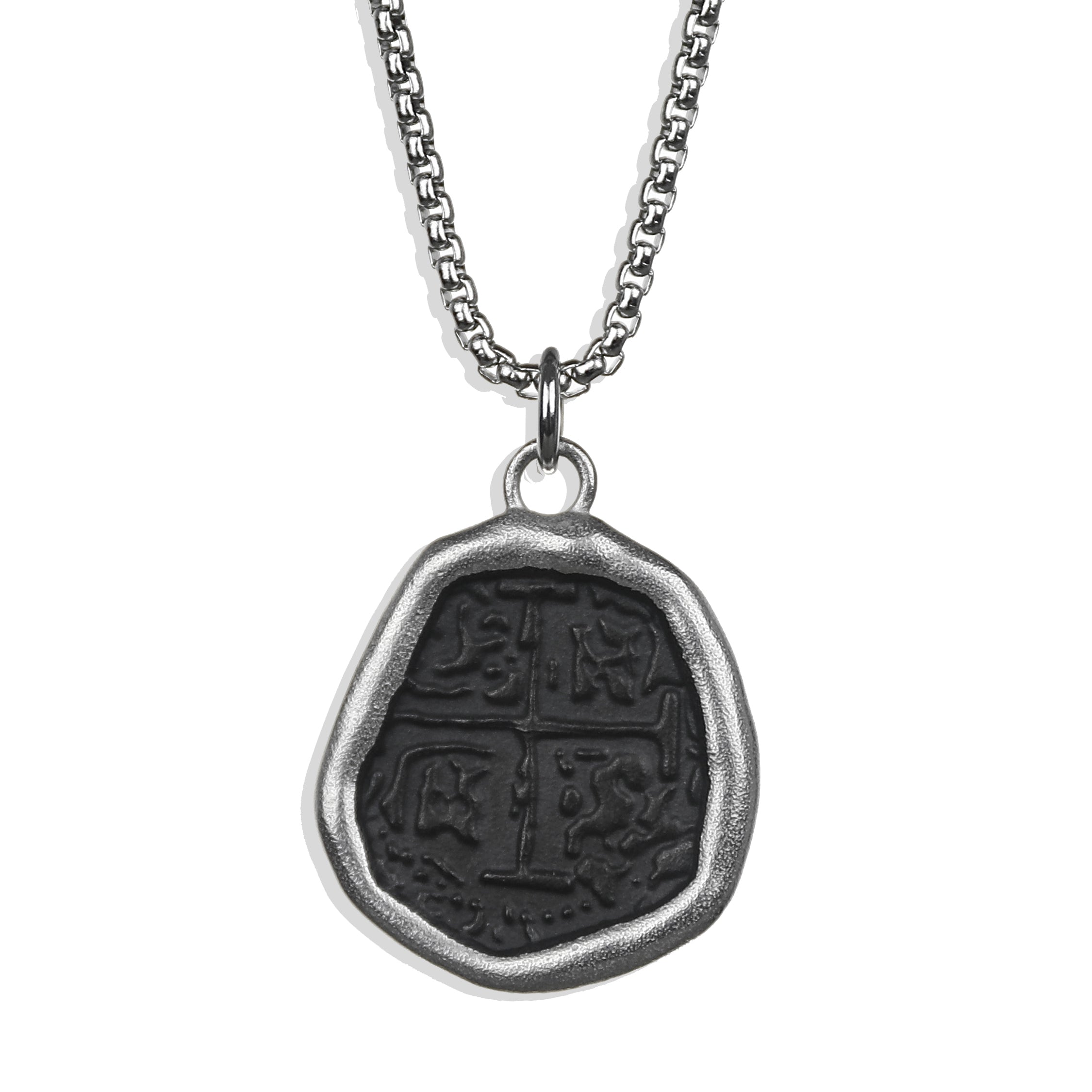 Shipwreck Coin Necklace - Silver x Black
