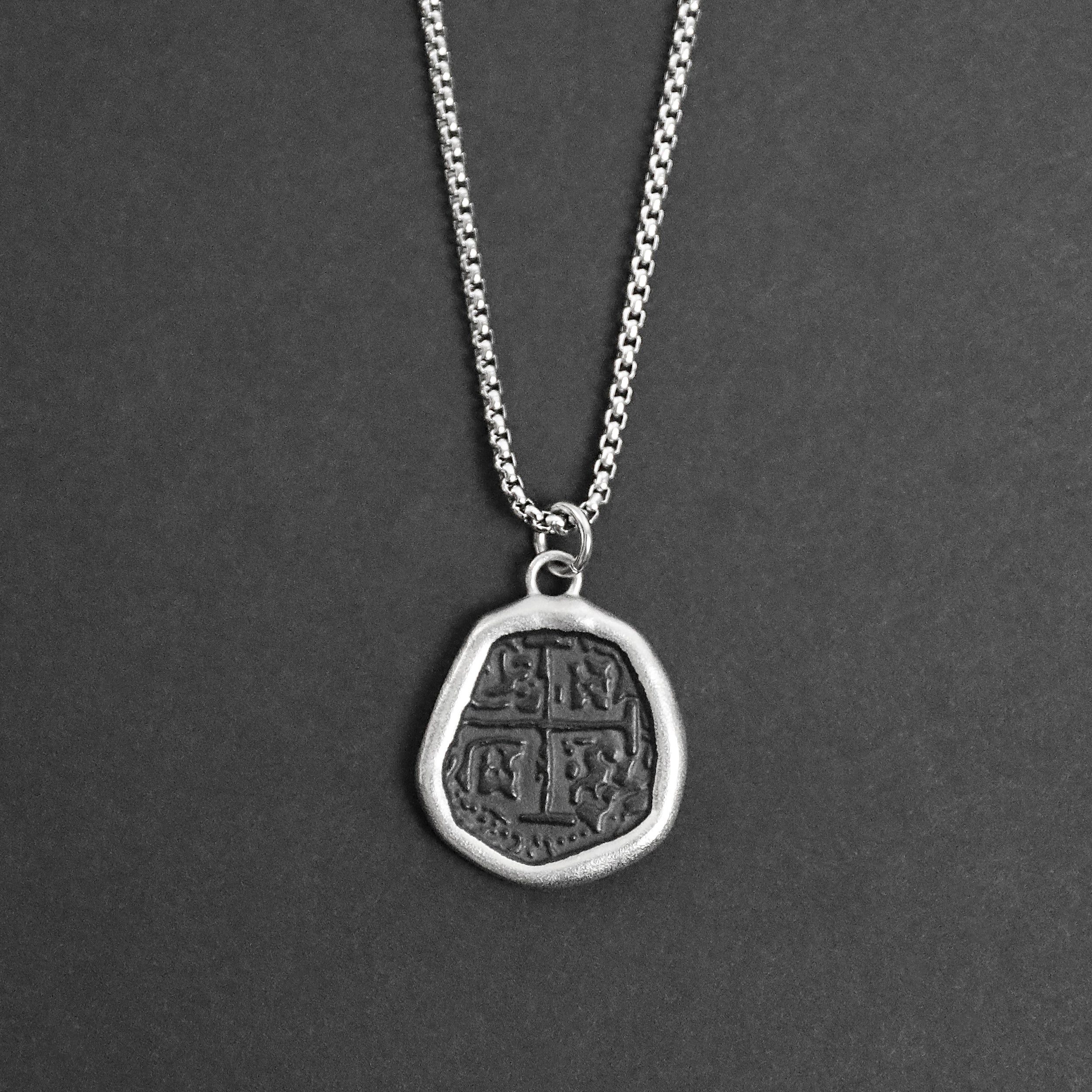 Shipwreck Coin Necklace - Silver x Black