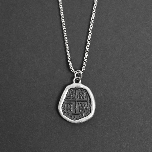 Shipwreck Coin Necklace - Silver x Black