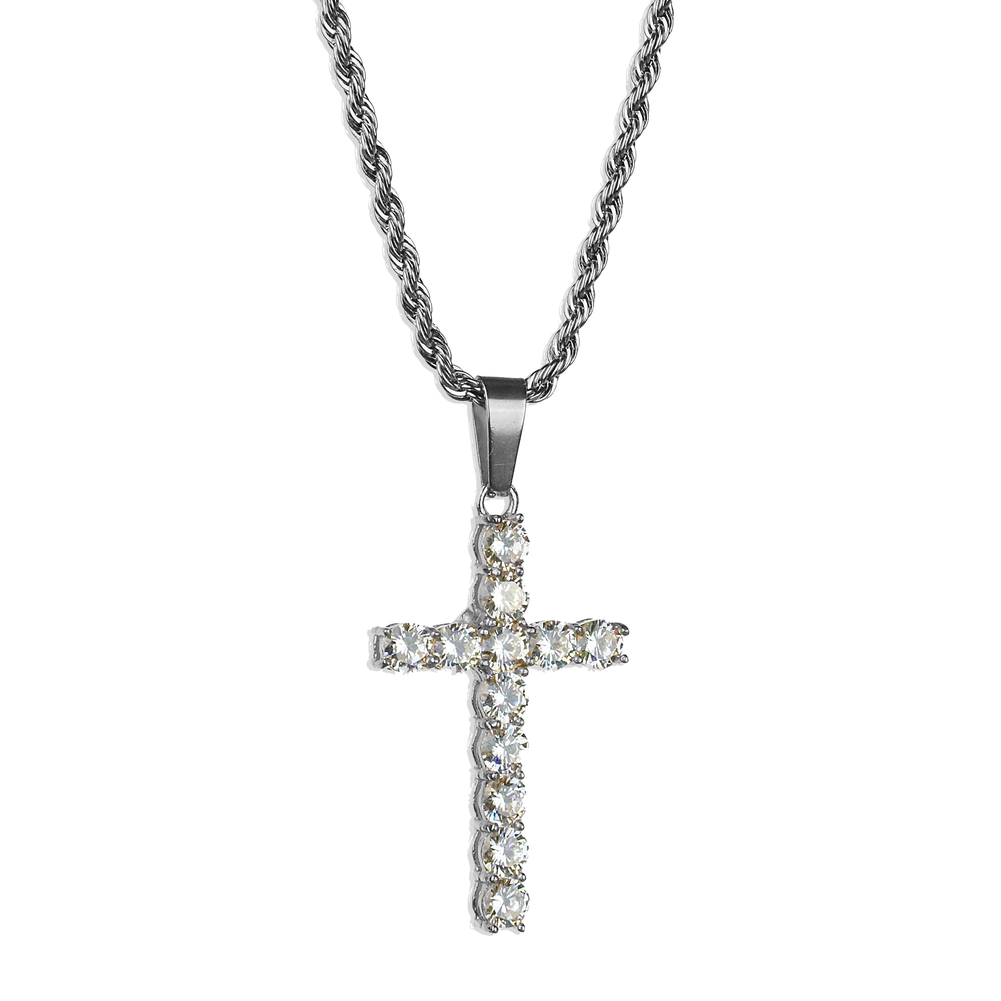 Ice Cross Necklace - Silver