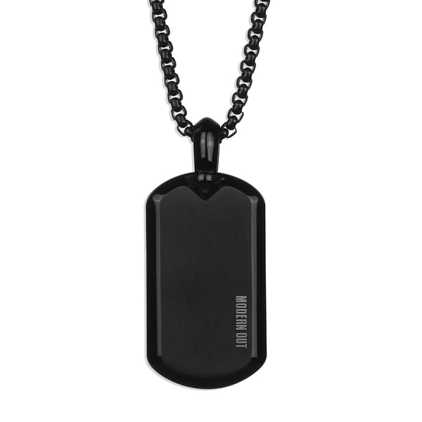 Modern Tag Necklace - Black