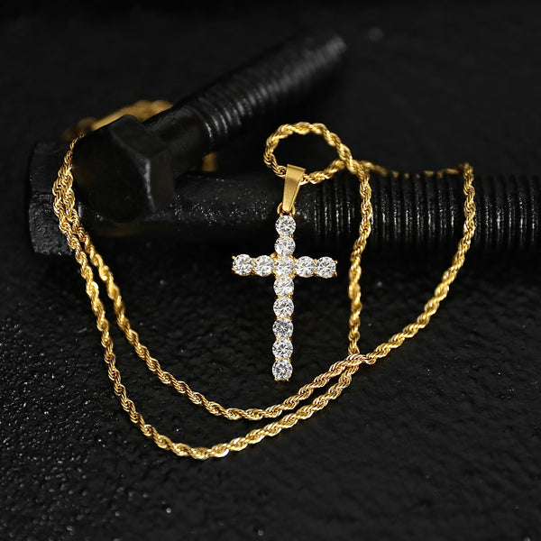 Ice Cross Necklace - Gold