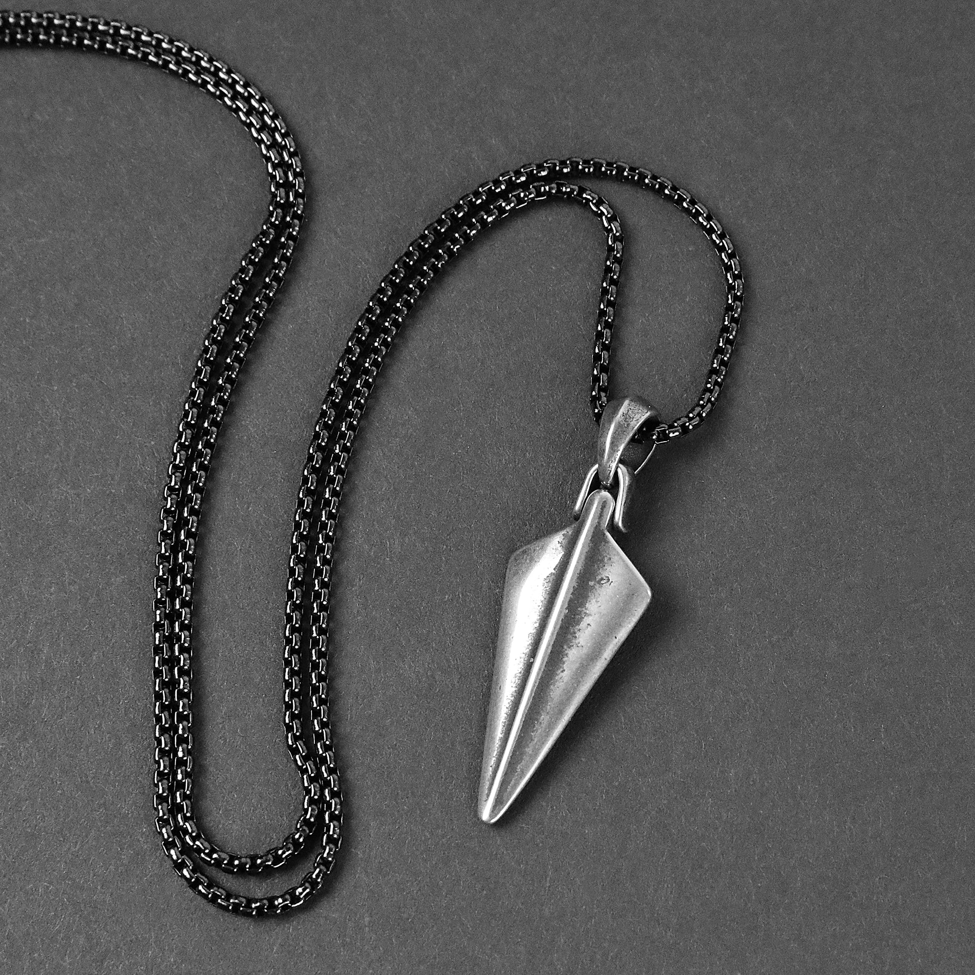 Spear Necklace - Antique Silver x Black