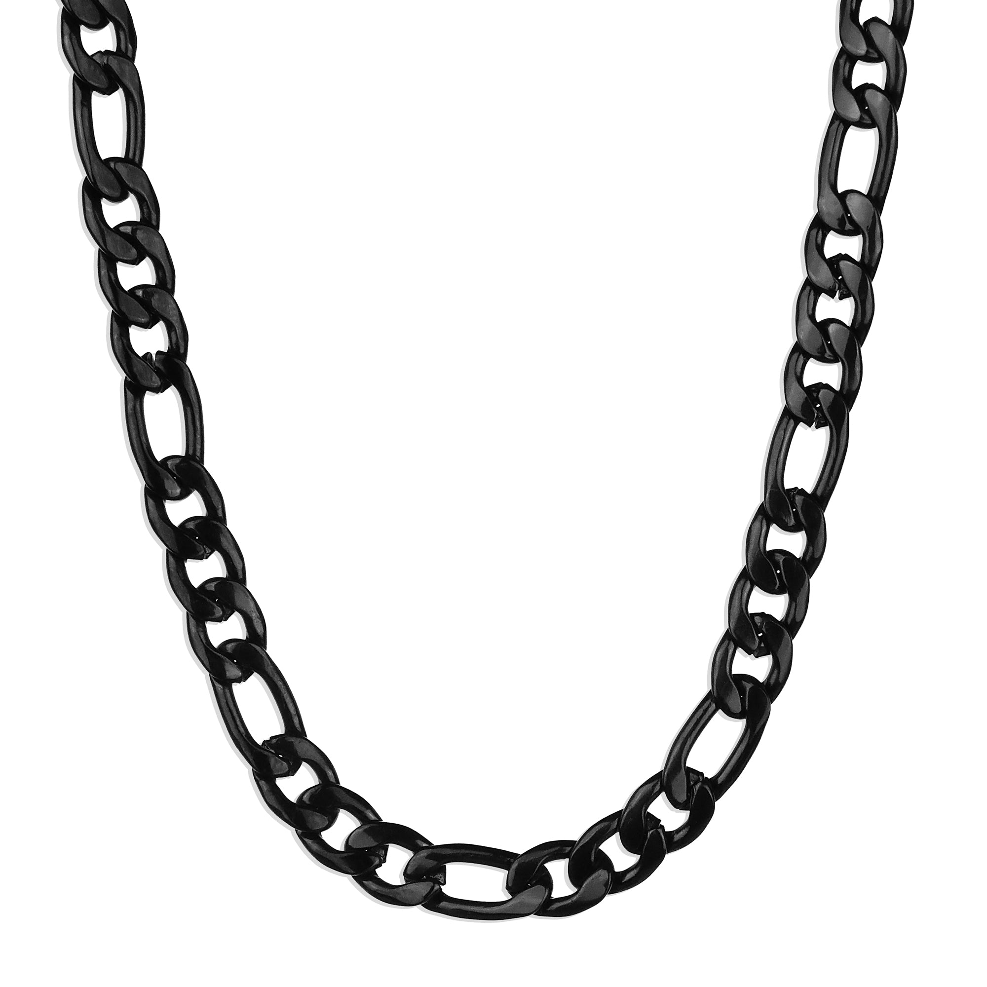 Thickness 3mm/4.5mm/6mm Black Color Figaro Chain Stainless Steel