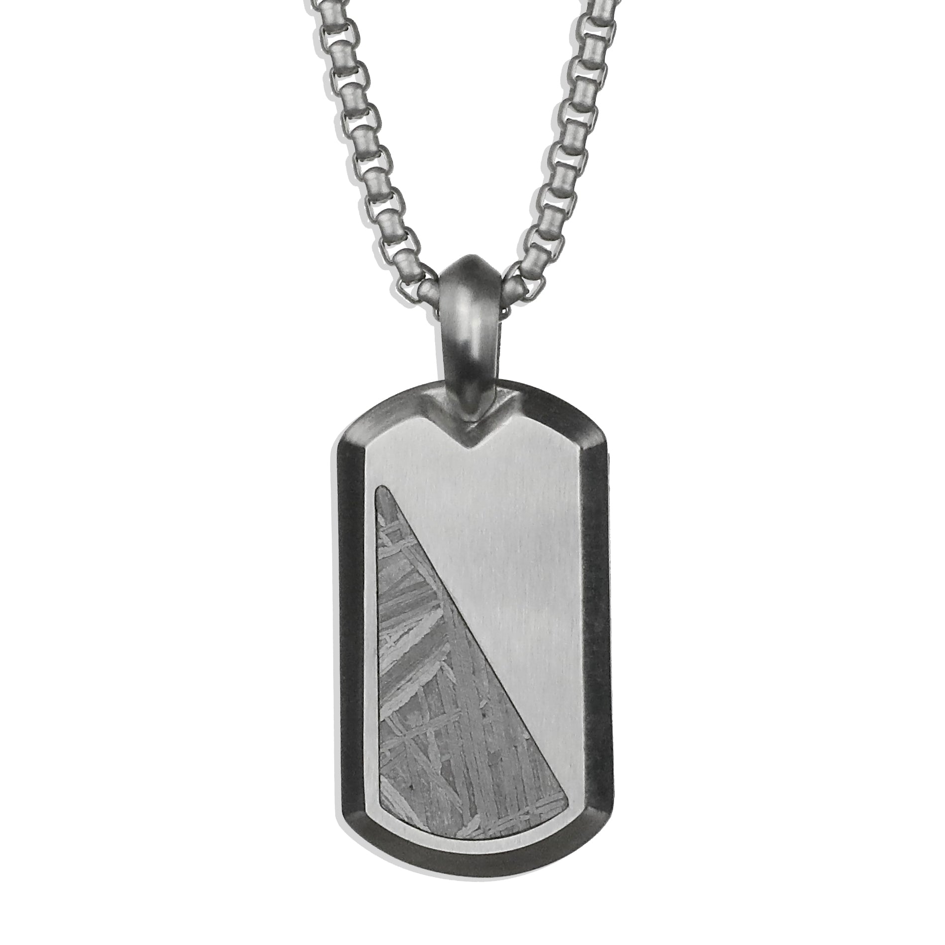 Black Ip Matte Stainless Steel Studded Edge Dogtag Necklace