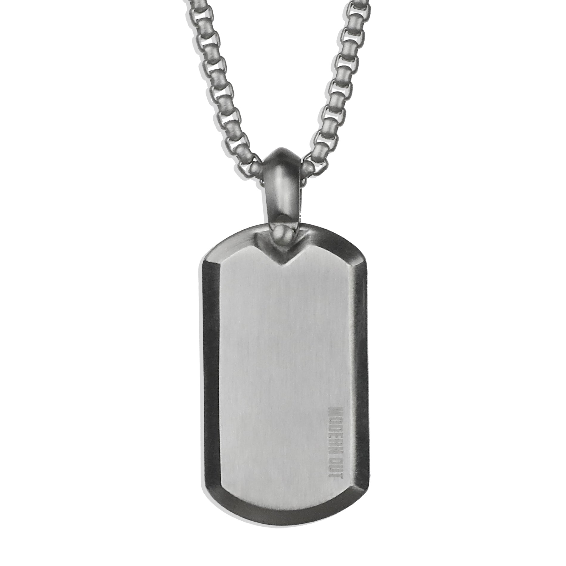 Modern Tag Necklace - Matte Silver x Meteorite