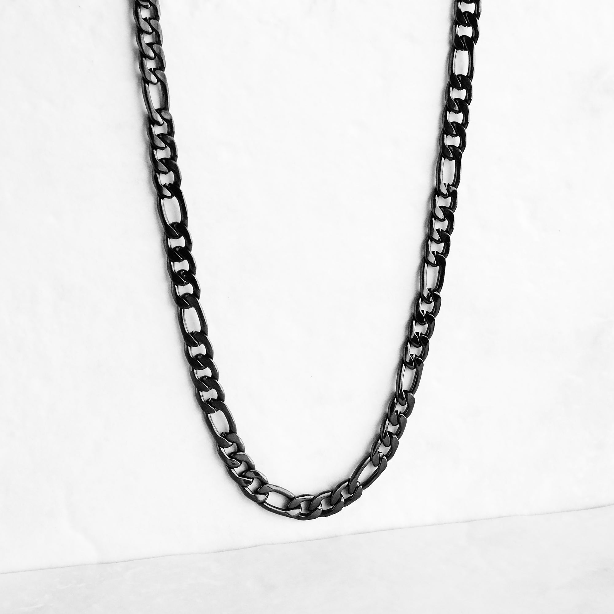 Figaro Chain Necklace - Black 7mm