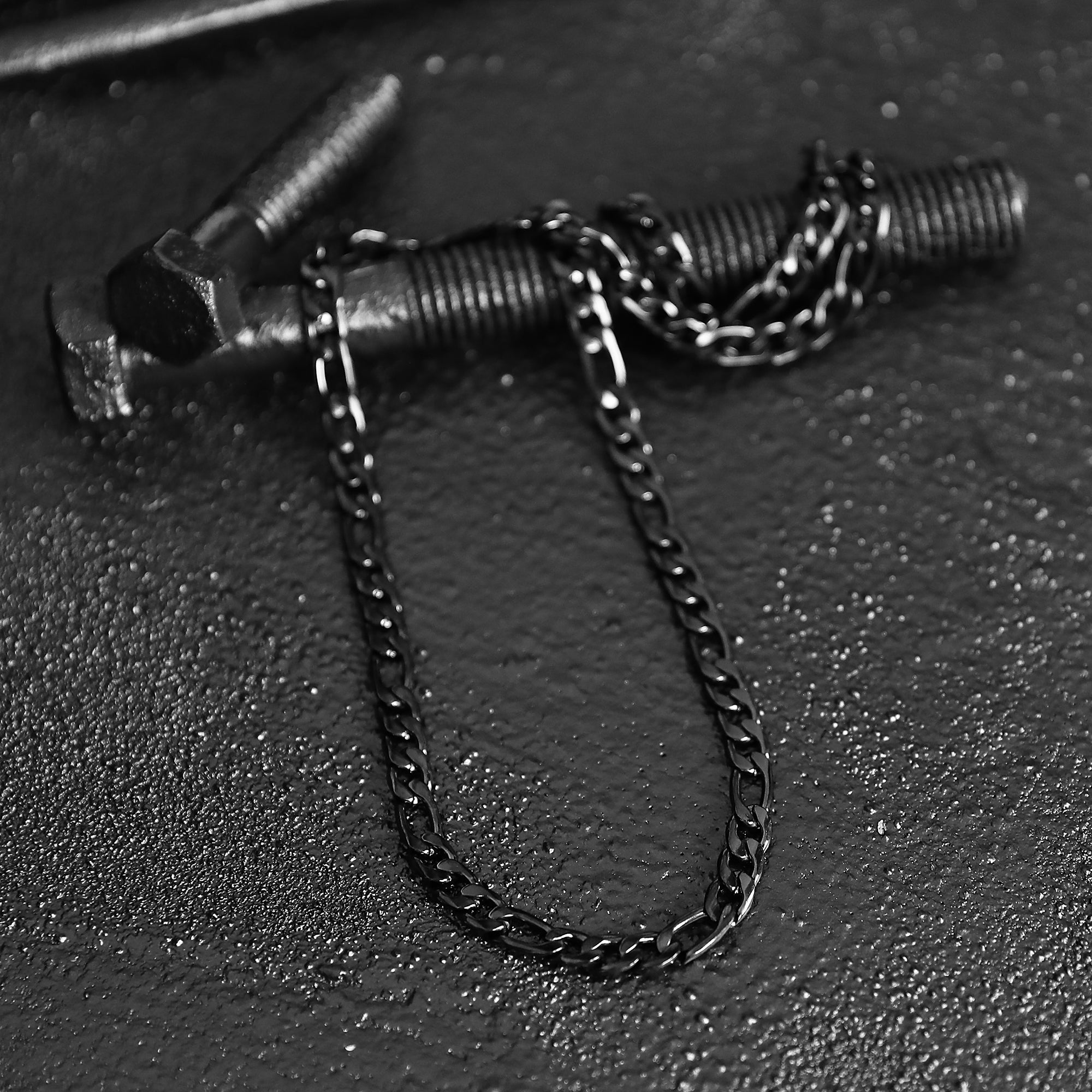 Figaro Chain Necklace - Black 7mm