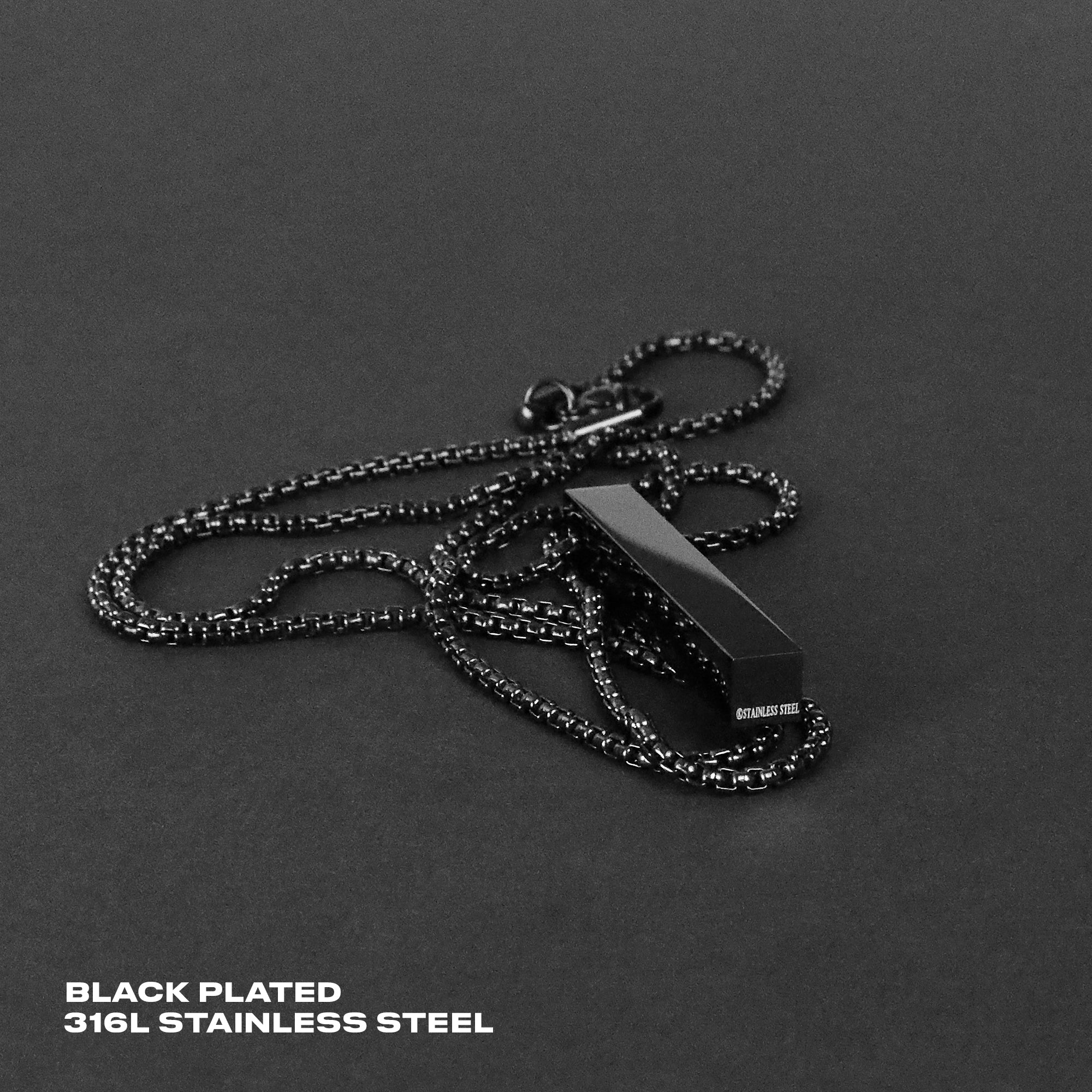 Bar Pendant Necklace - Black 6mm