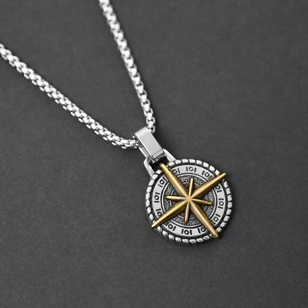 Compass Necklace - Silver x Gold