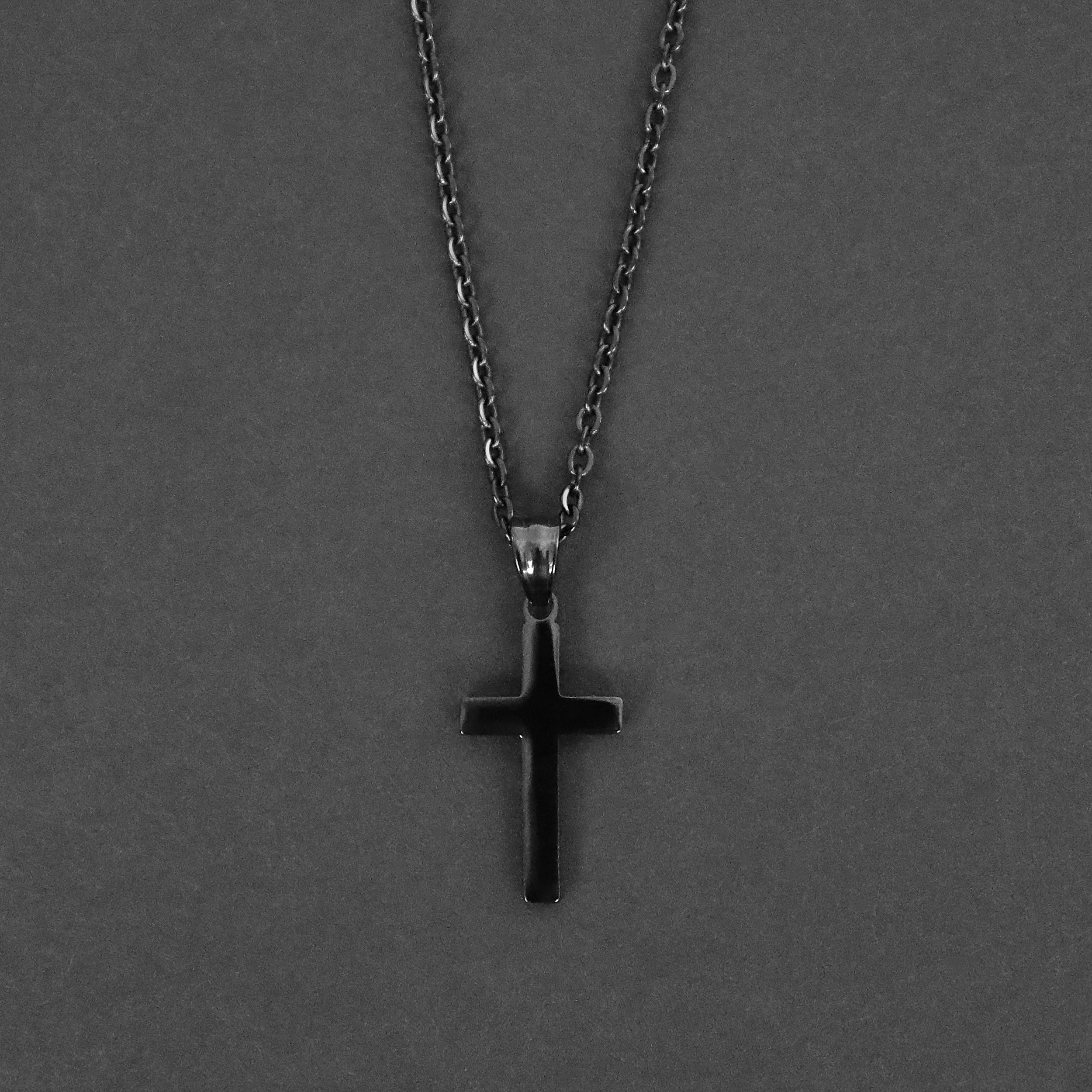 Modern Cross Necklace  - Black