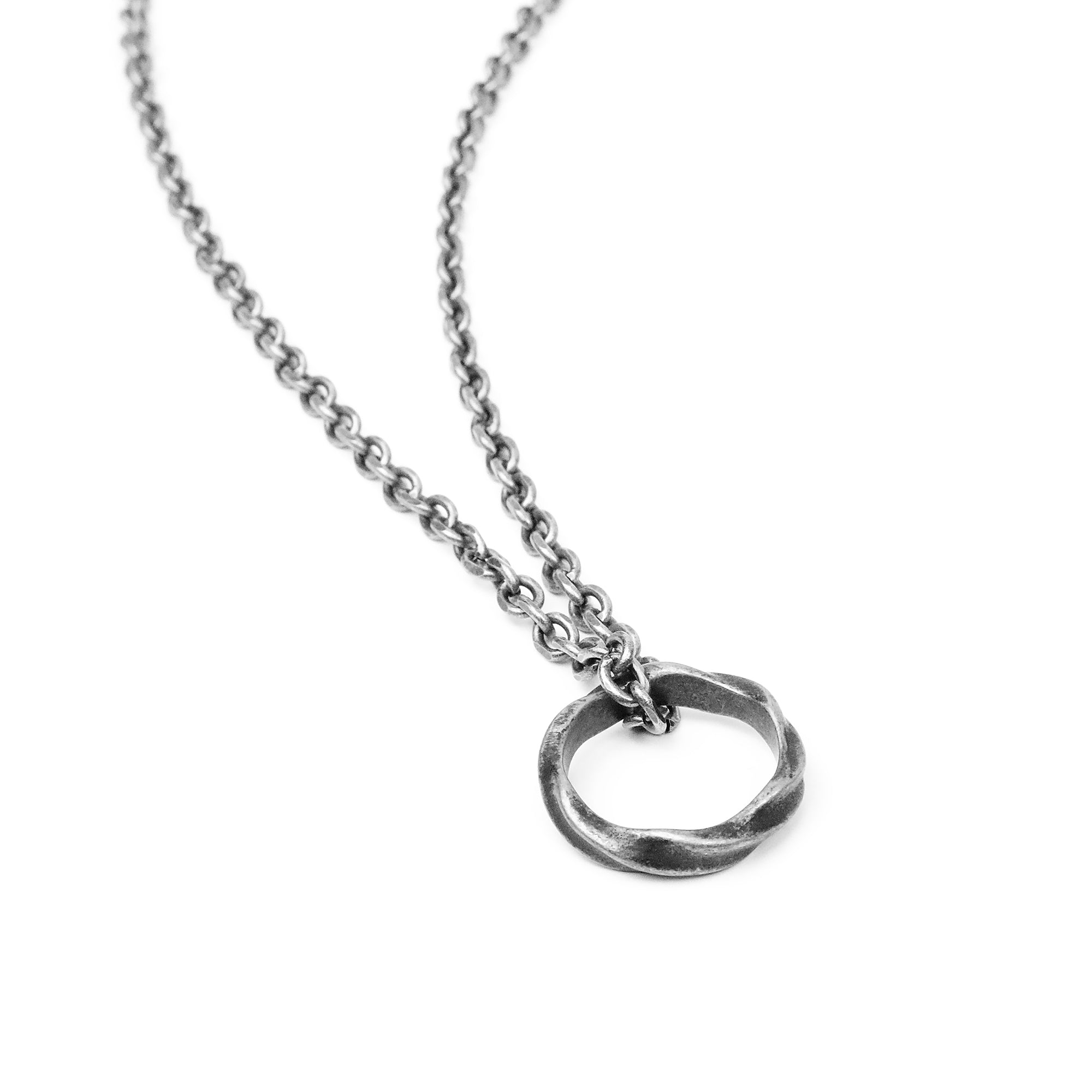 Twist Ring Necklace - Antique Silver