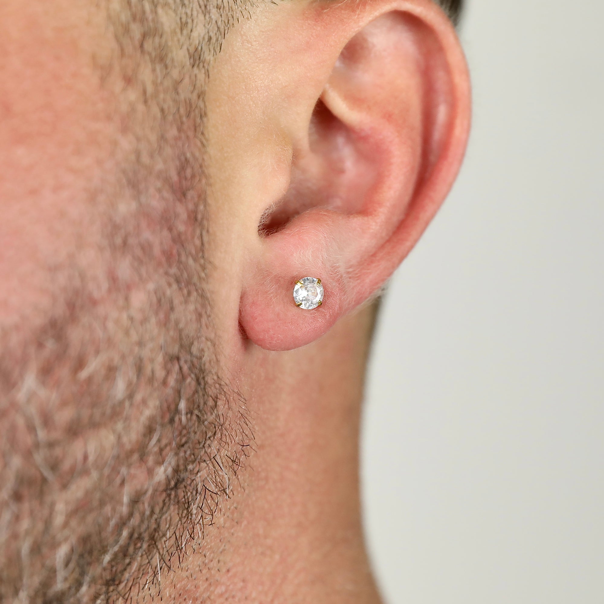 Round CZ Stud Earring - Gold 5mm