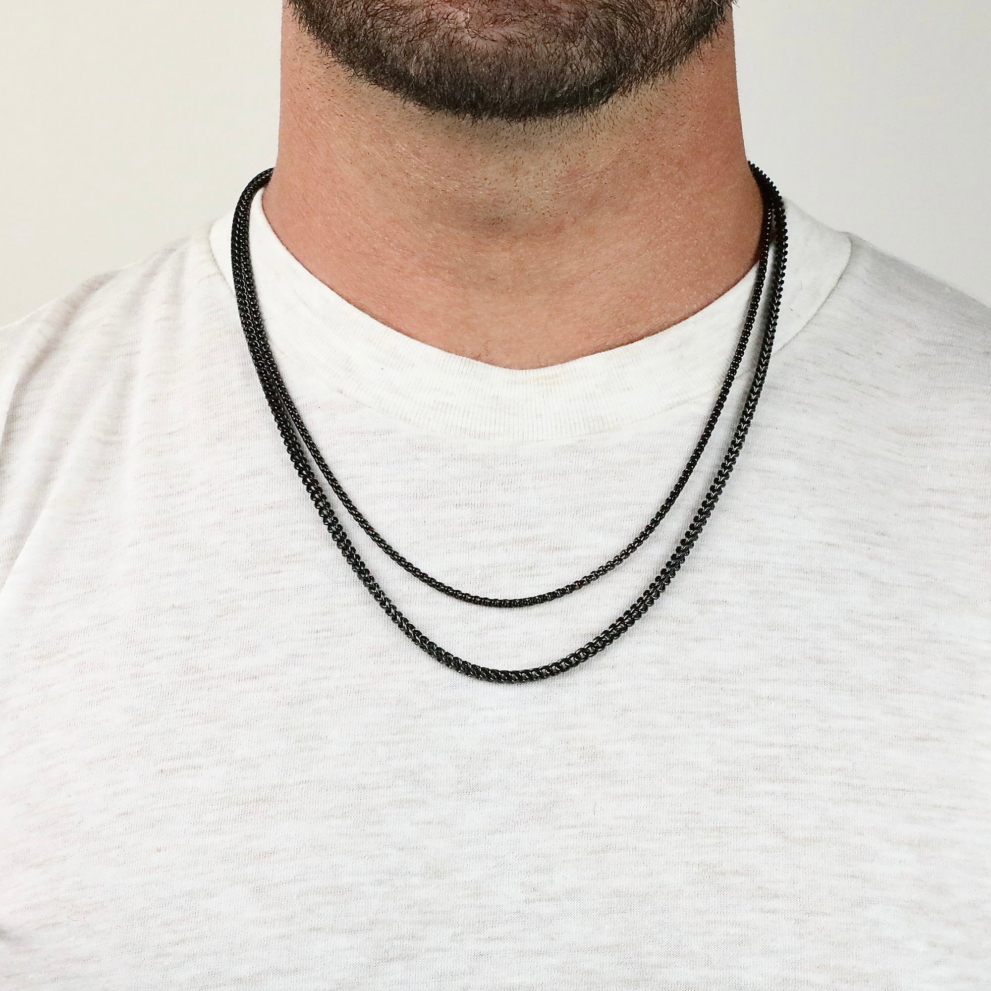 Franco + Box Chain Stack - Black 3.5mm x 2.5mm