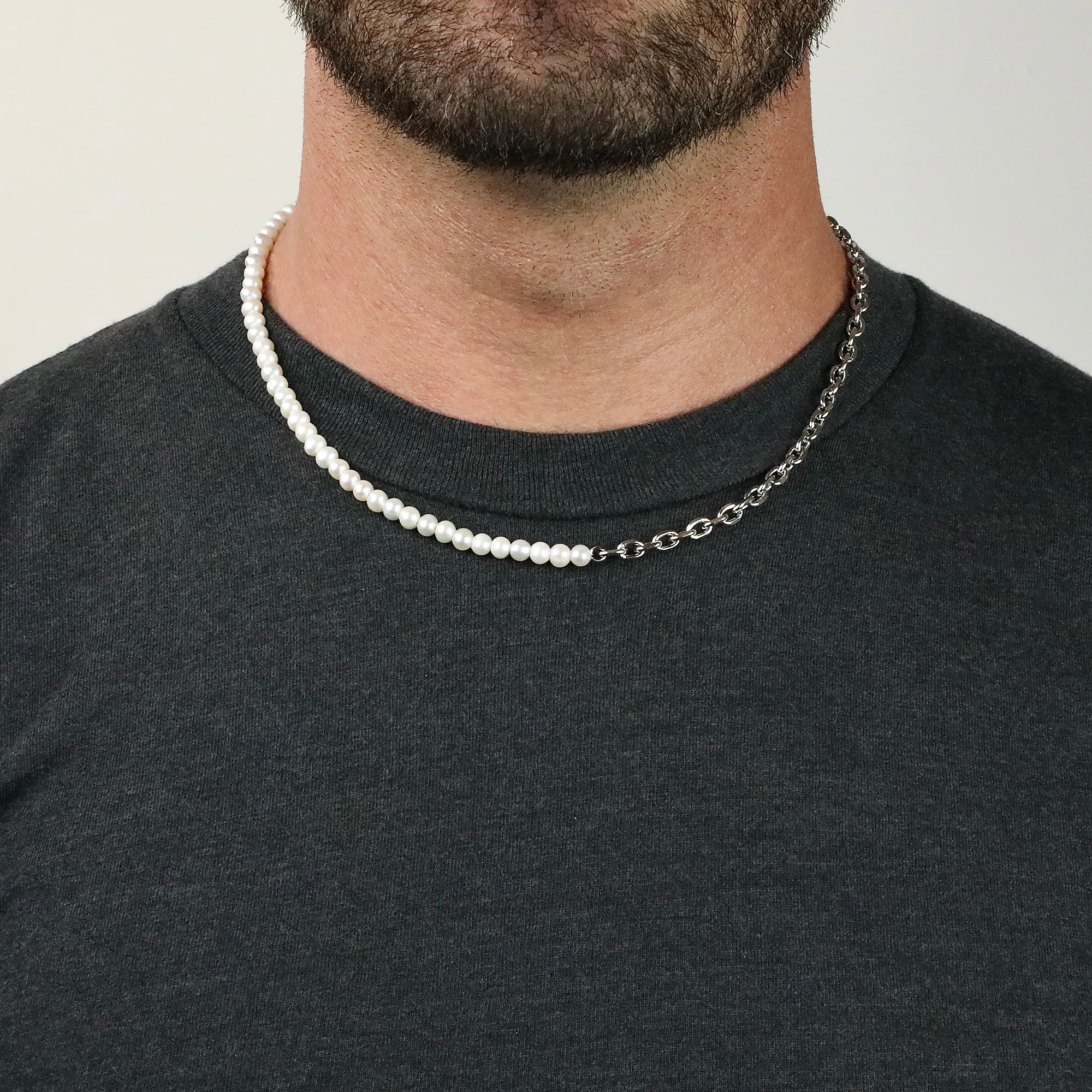 Hybrid Modern Pearl Necklace - Pearl x Silver