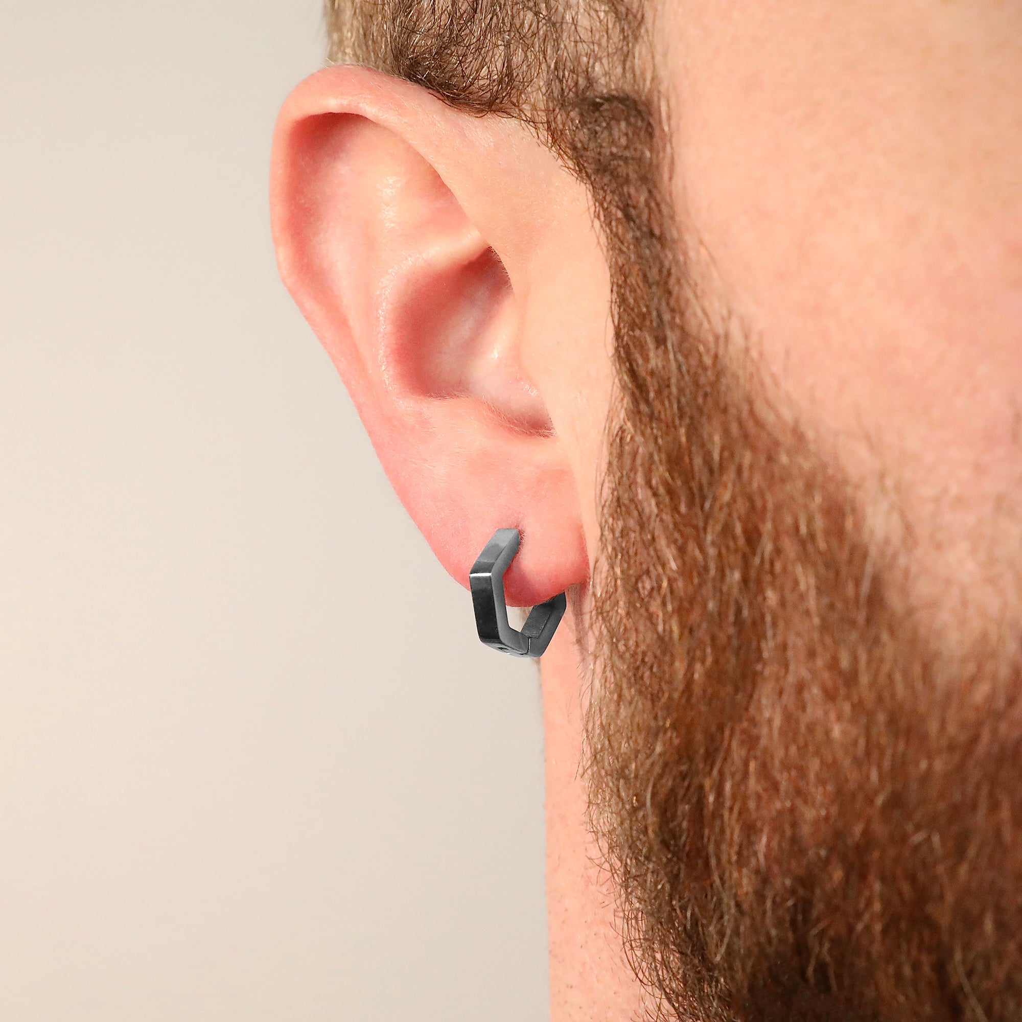 Hex Hoop Earring - Silver