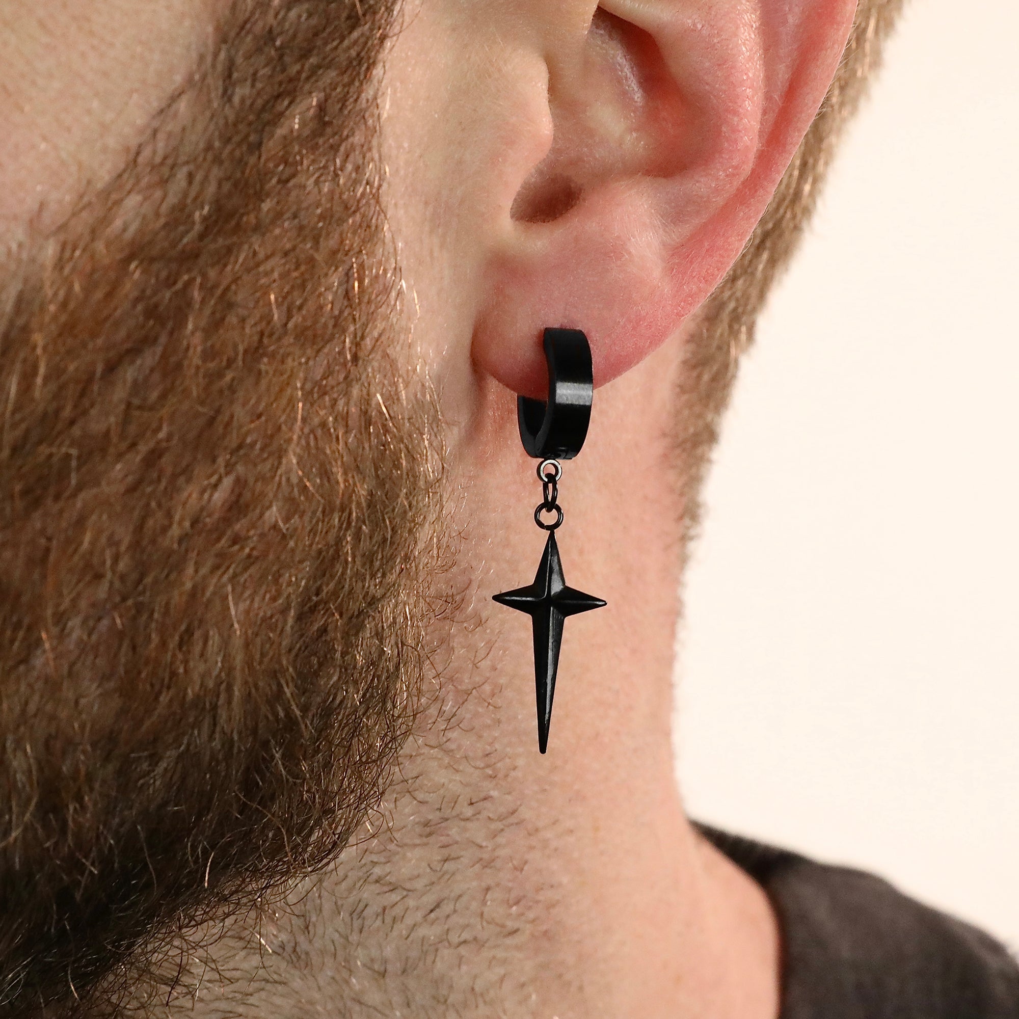 Star Cross Earring - Black