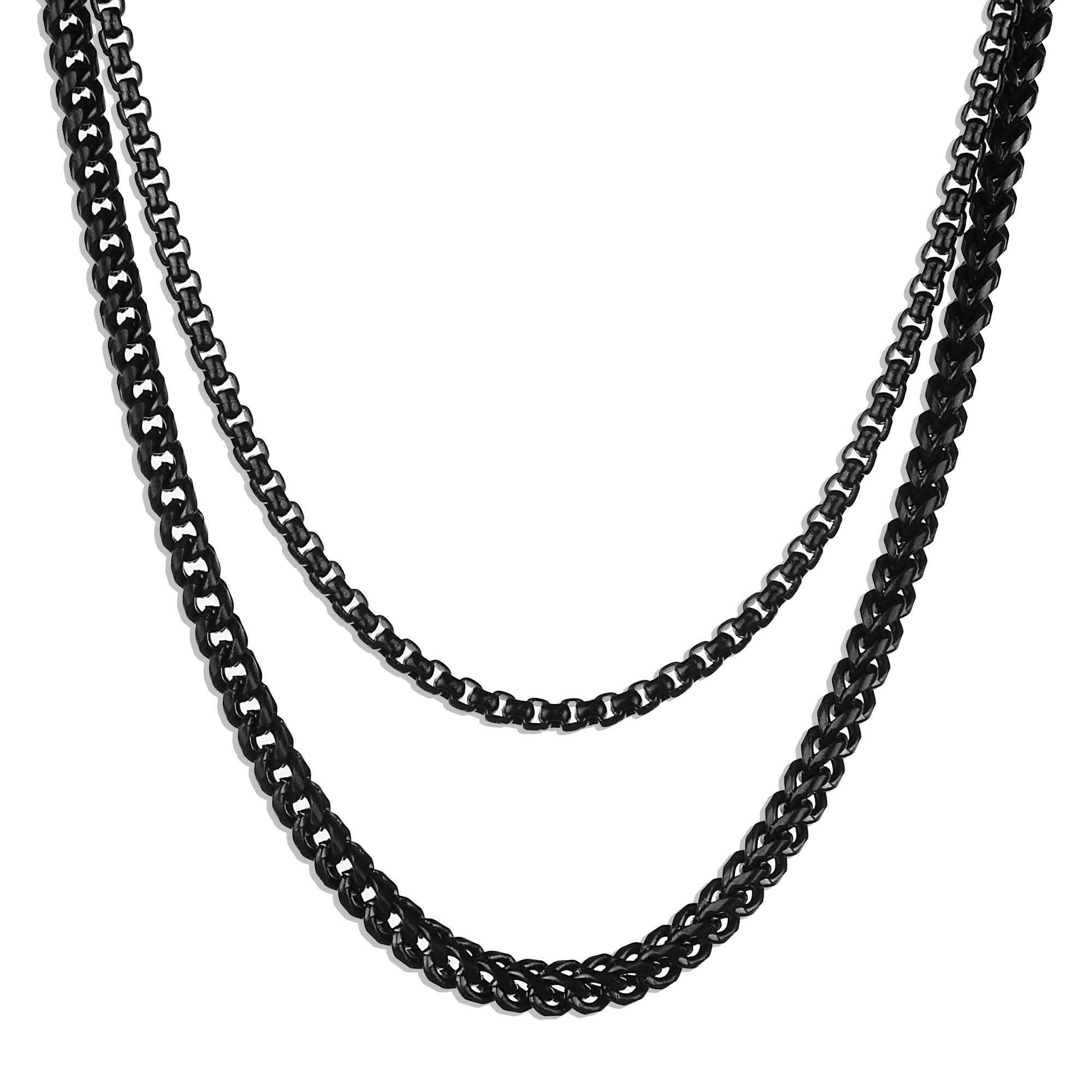 Franco + Box Chain Stack - Black 3.5mm x 2.5mm