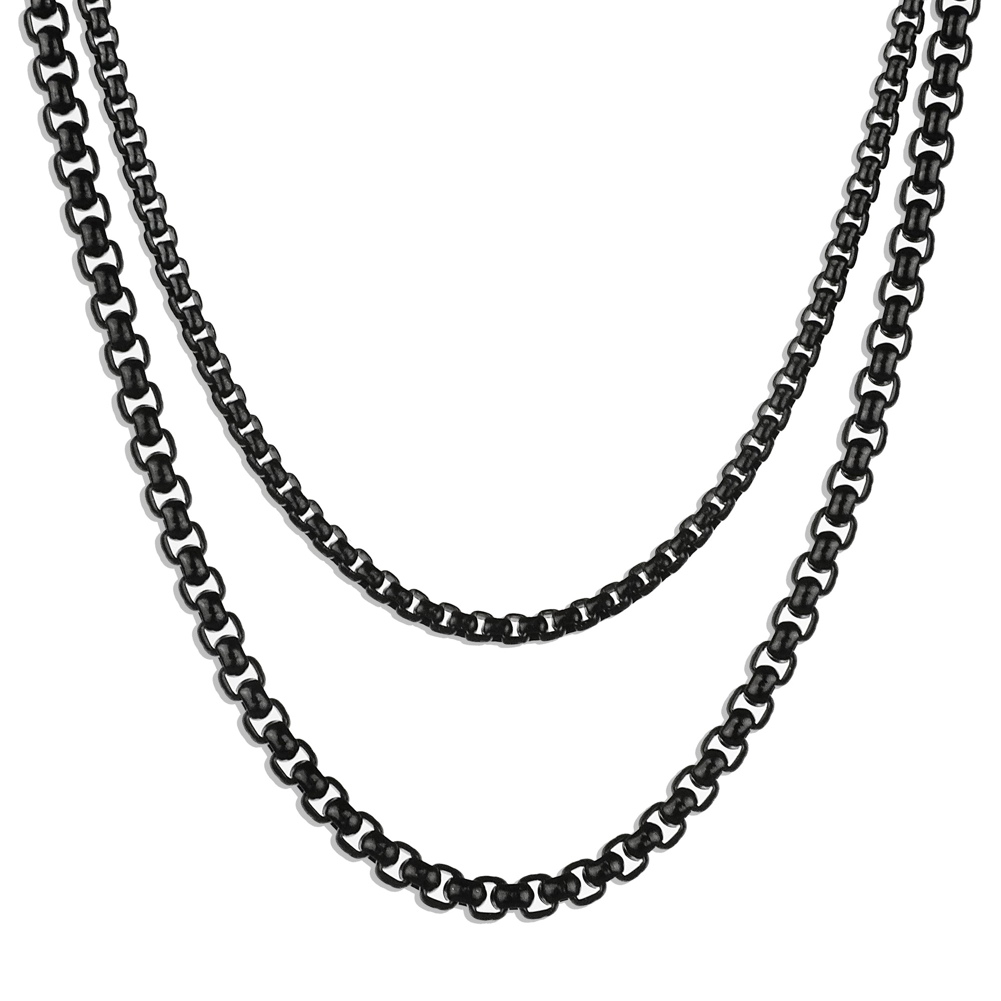 Box Chain Stack - Black 3.5mm x 2.5mm