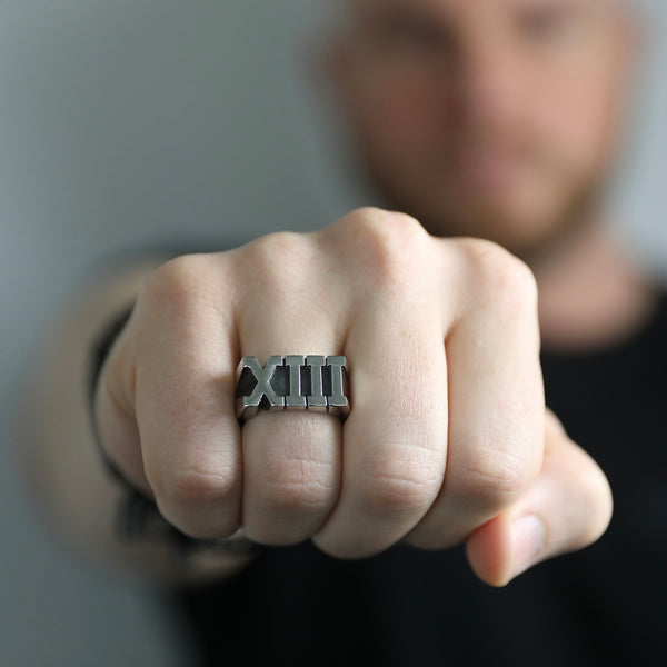 Thirteen Roman Numeral Ring - Silver