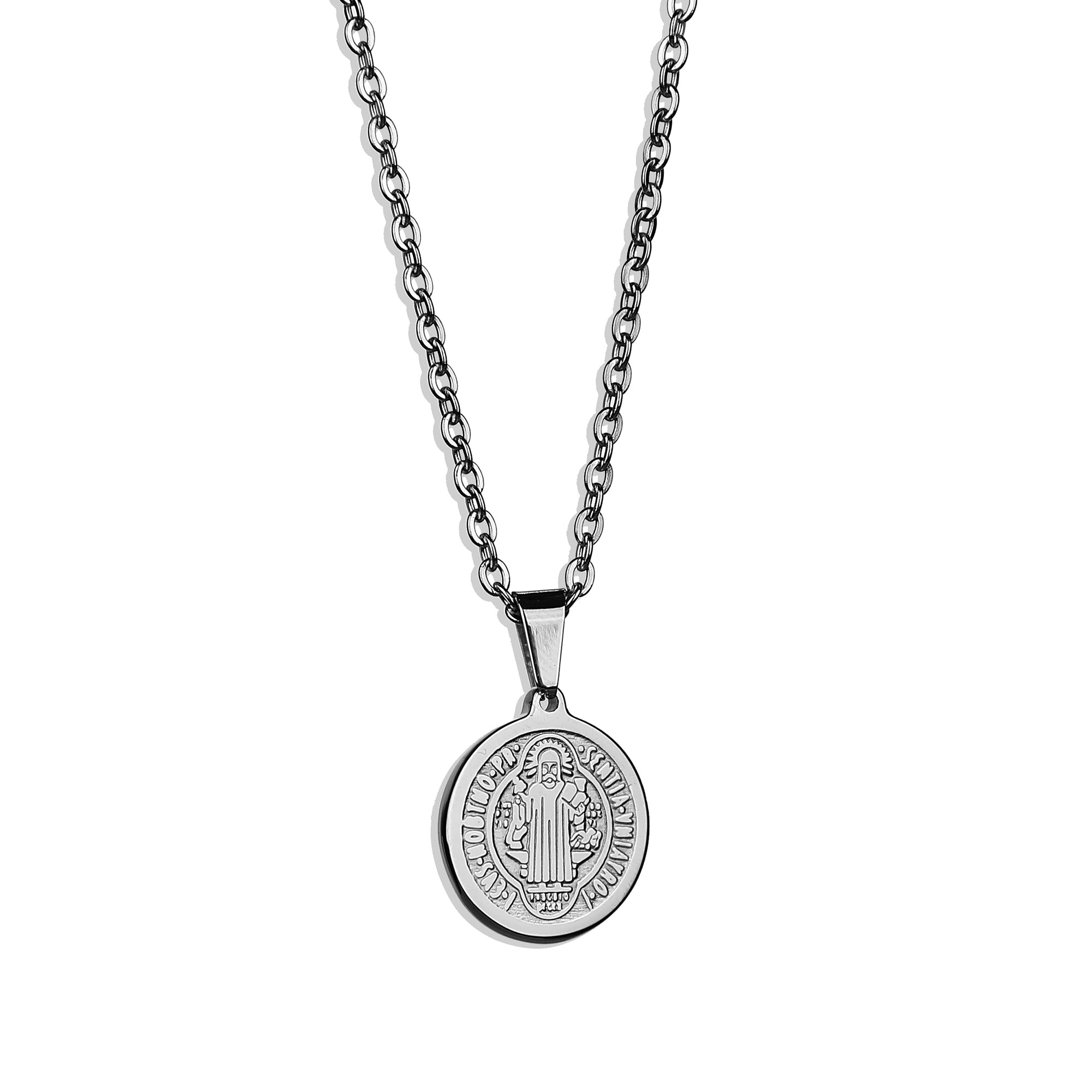 St. Benedict Small Amulet Necklace - Silver