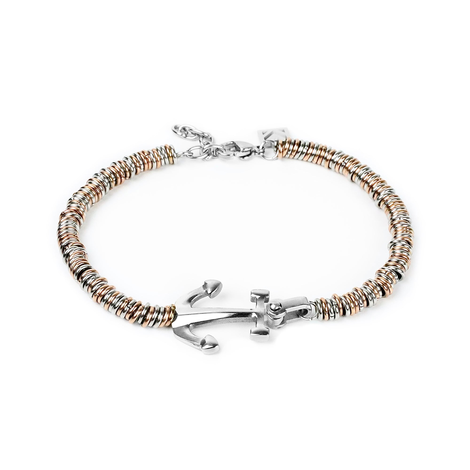 Anchor Disc Bracelet - Silver x Copper 5mm