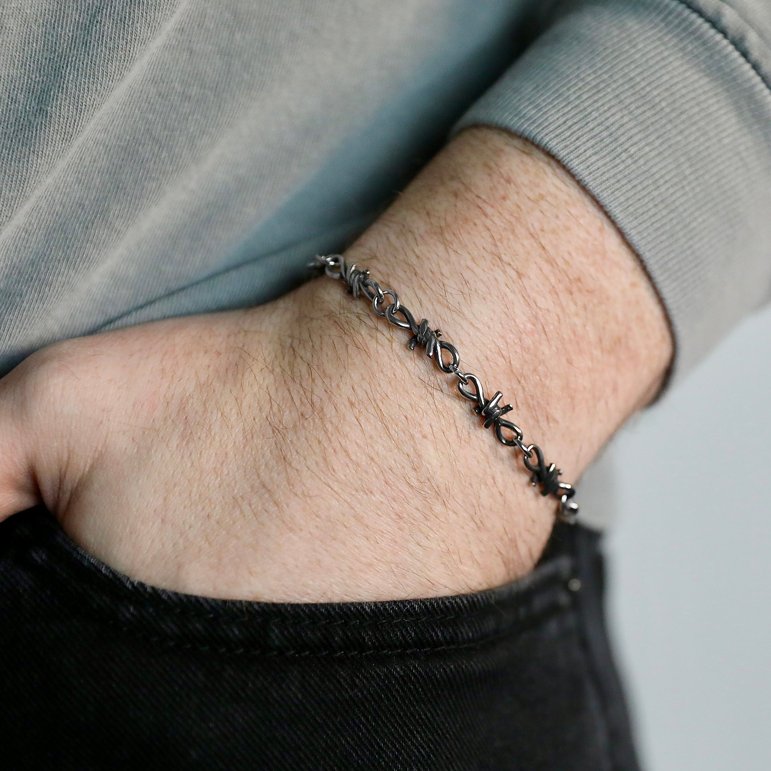 Barbed Wire Bracelet - Silver 7mm