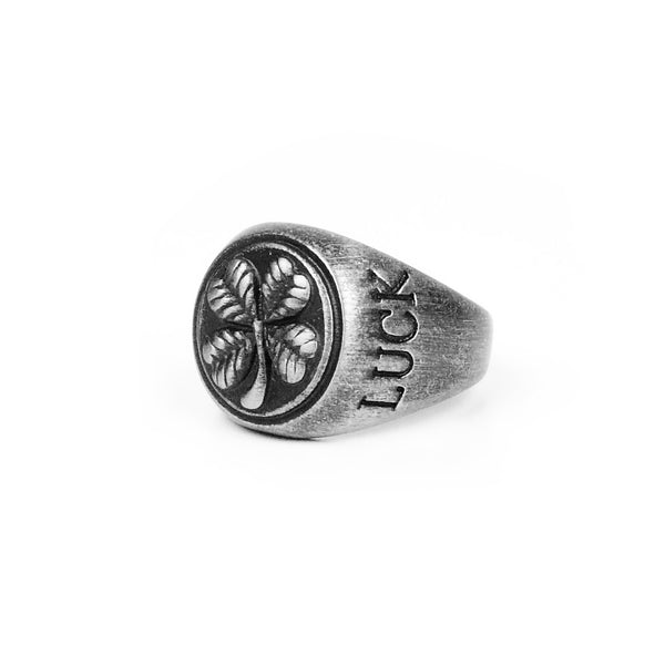 Good Luck Clover Ring - Aged Silver