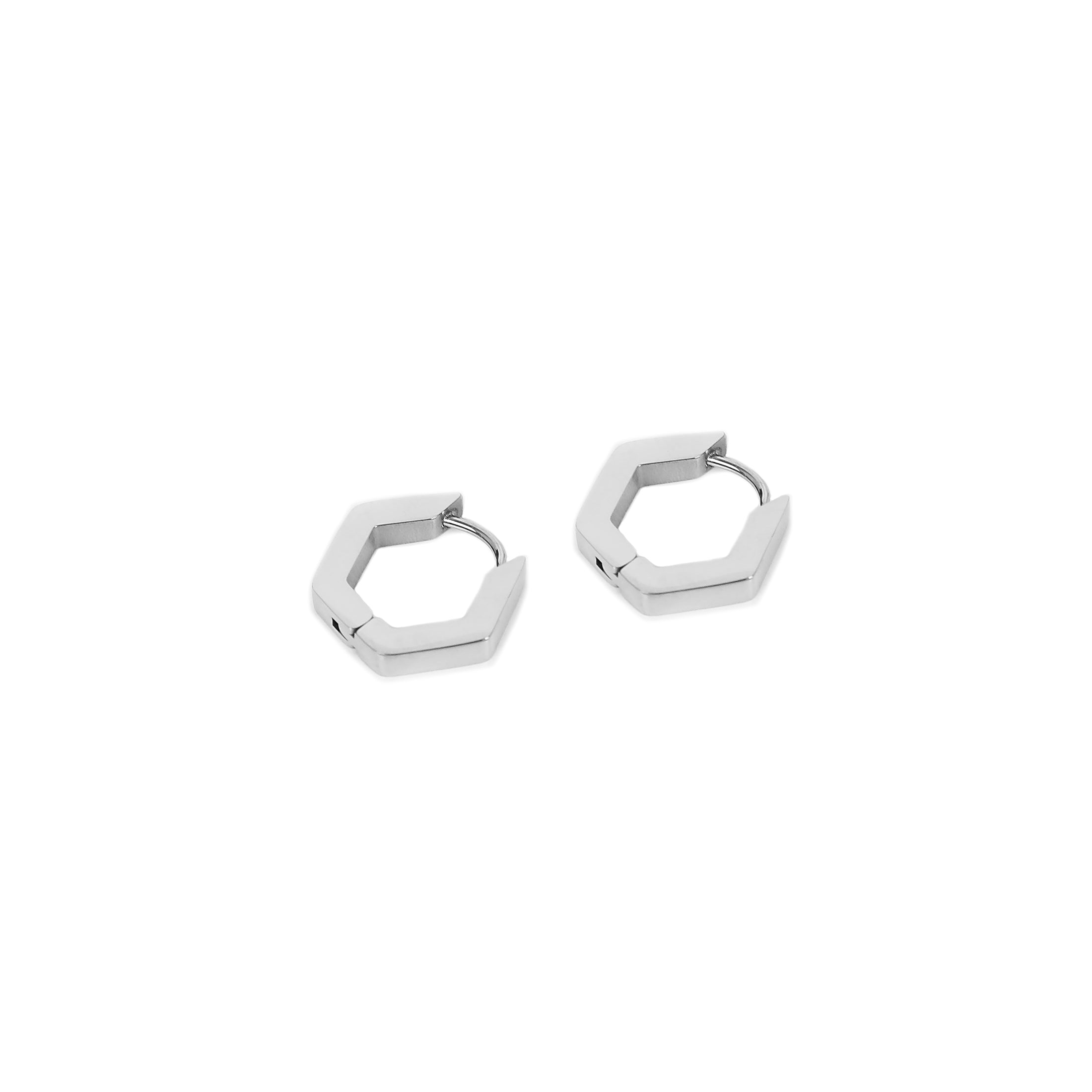 Hex Hoop Earring - Silver