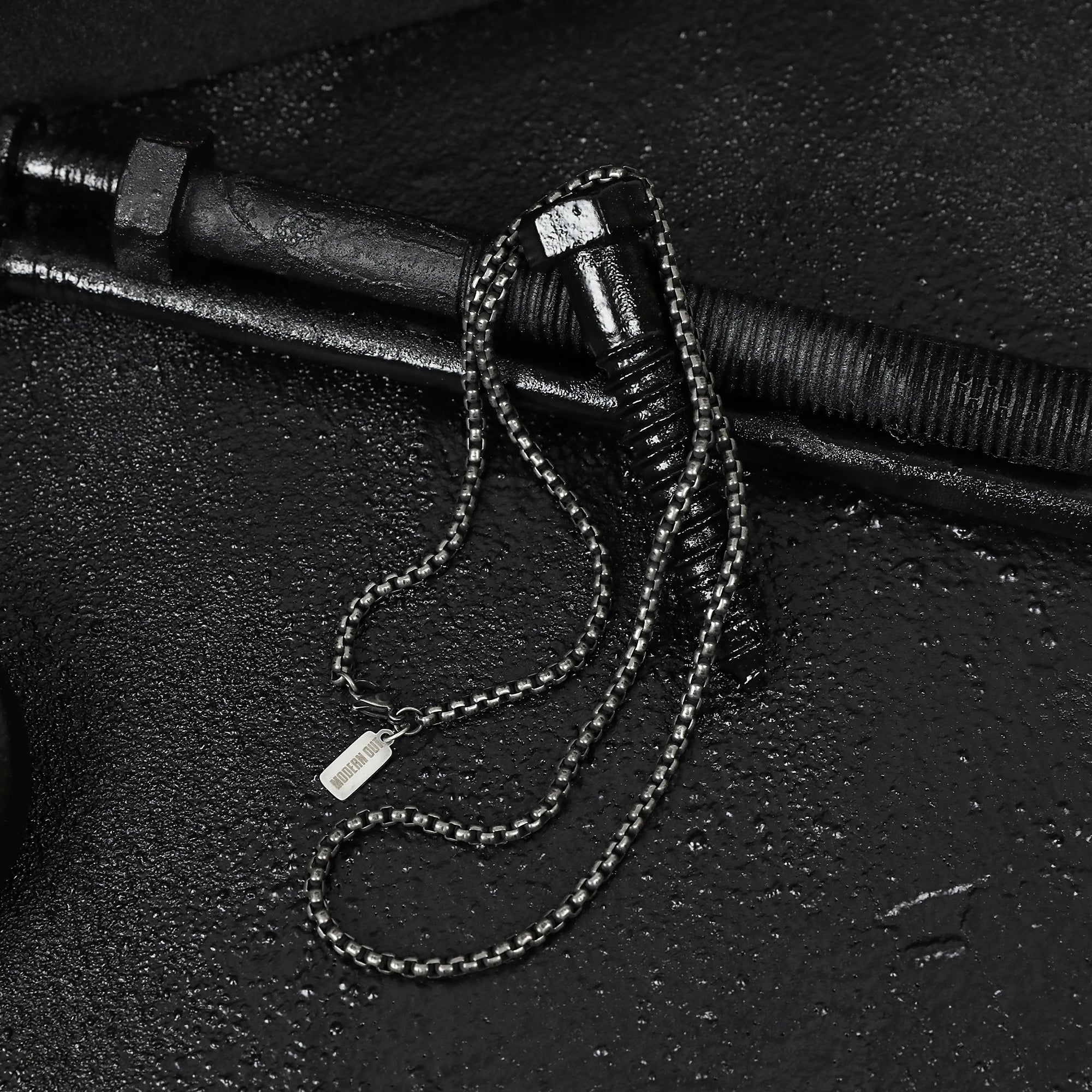 Box Chain Necklace - Antique Silver 3.5mm