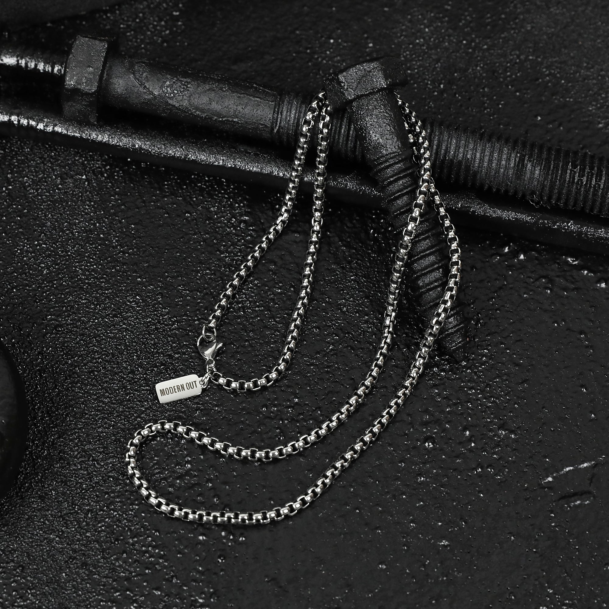 Box Chain Necklace - Burnish Silver 3.5mm