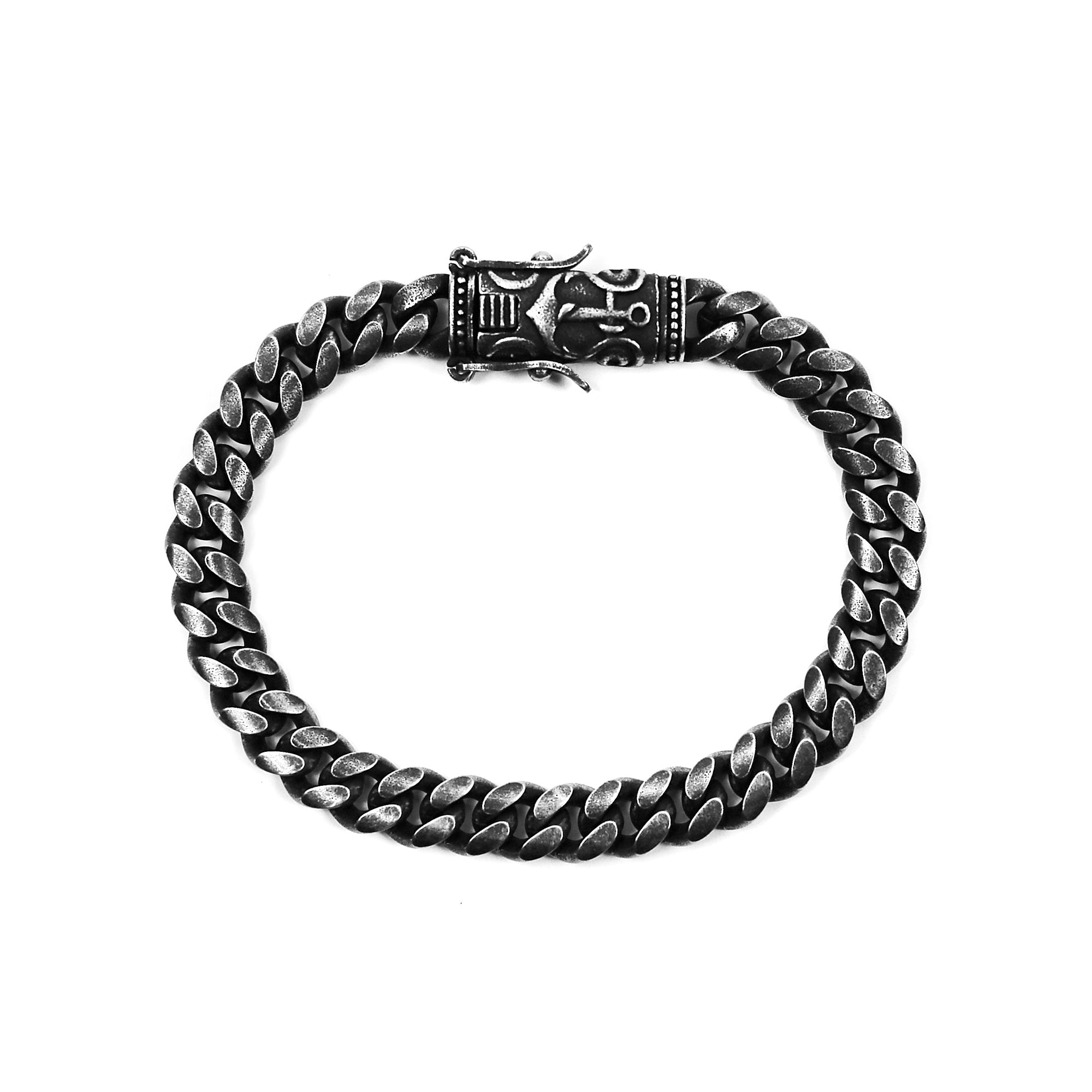 Anchor Curb Bracelet - Aged Silver