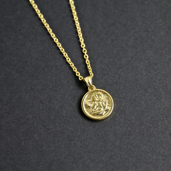 Small Guardian Angel Necklace - Gold