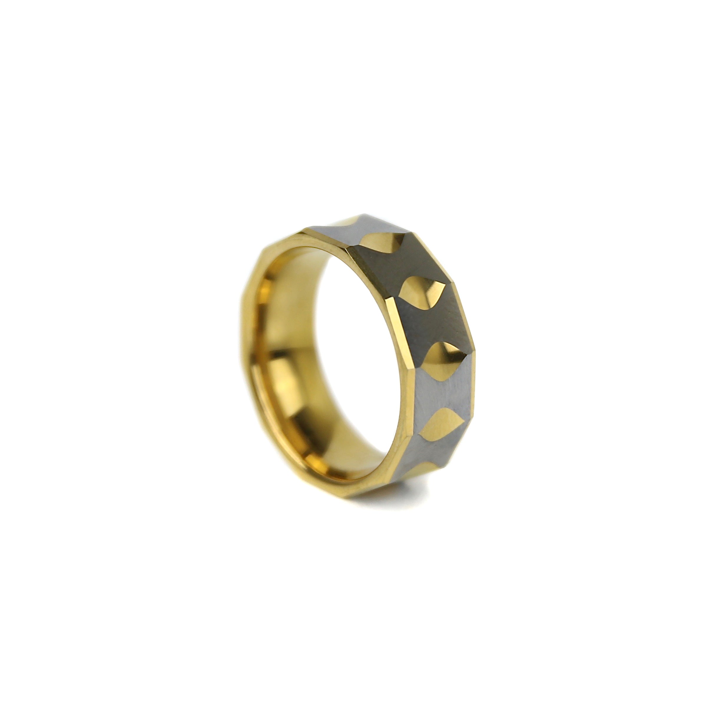 Faceted Tungsten Band - Gold x Silver